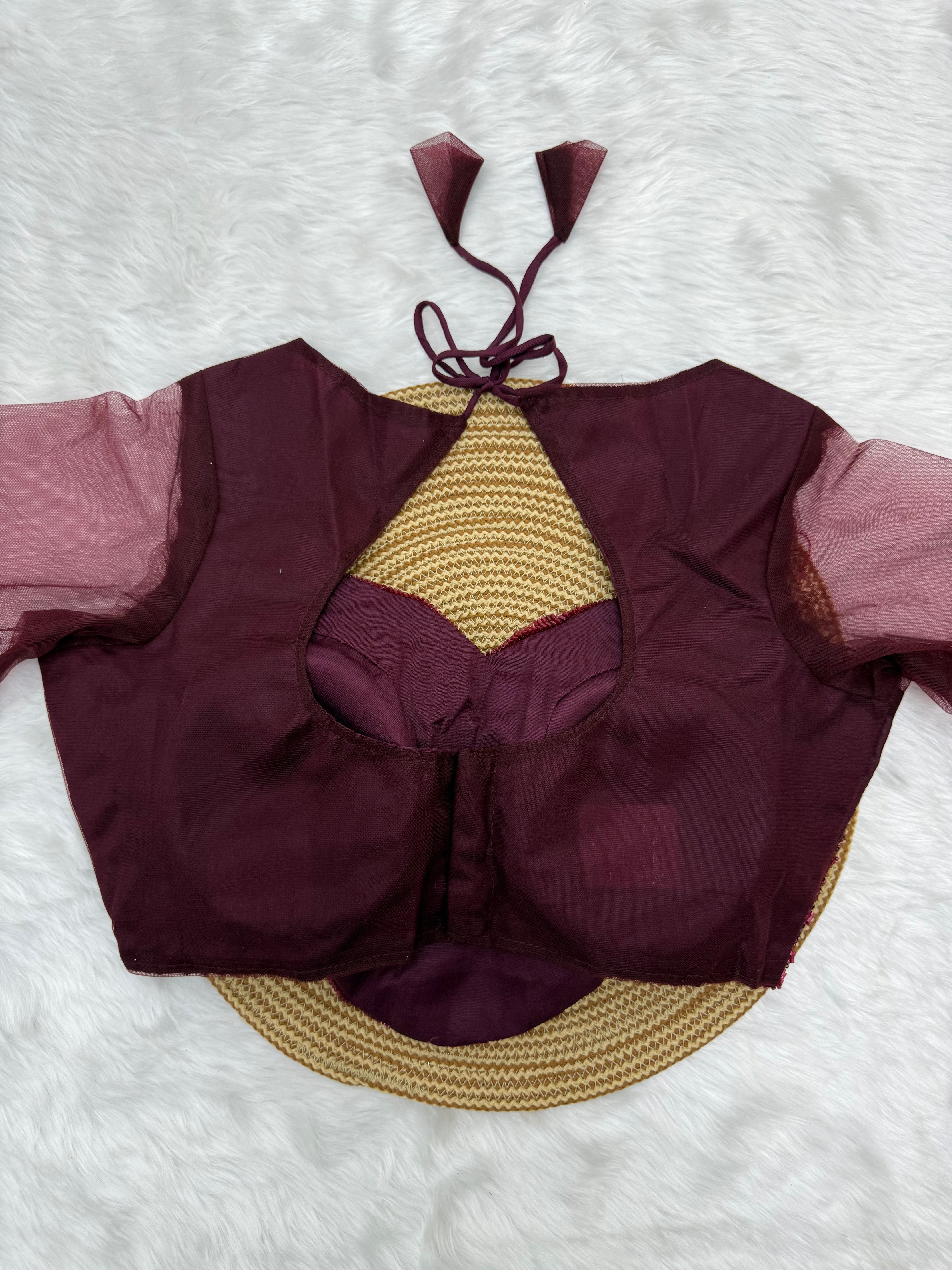 DESIGNER SEQUIN EMBELLISHED SAREE BLOUSE - MAROON