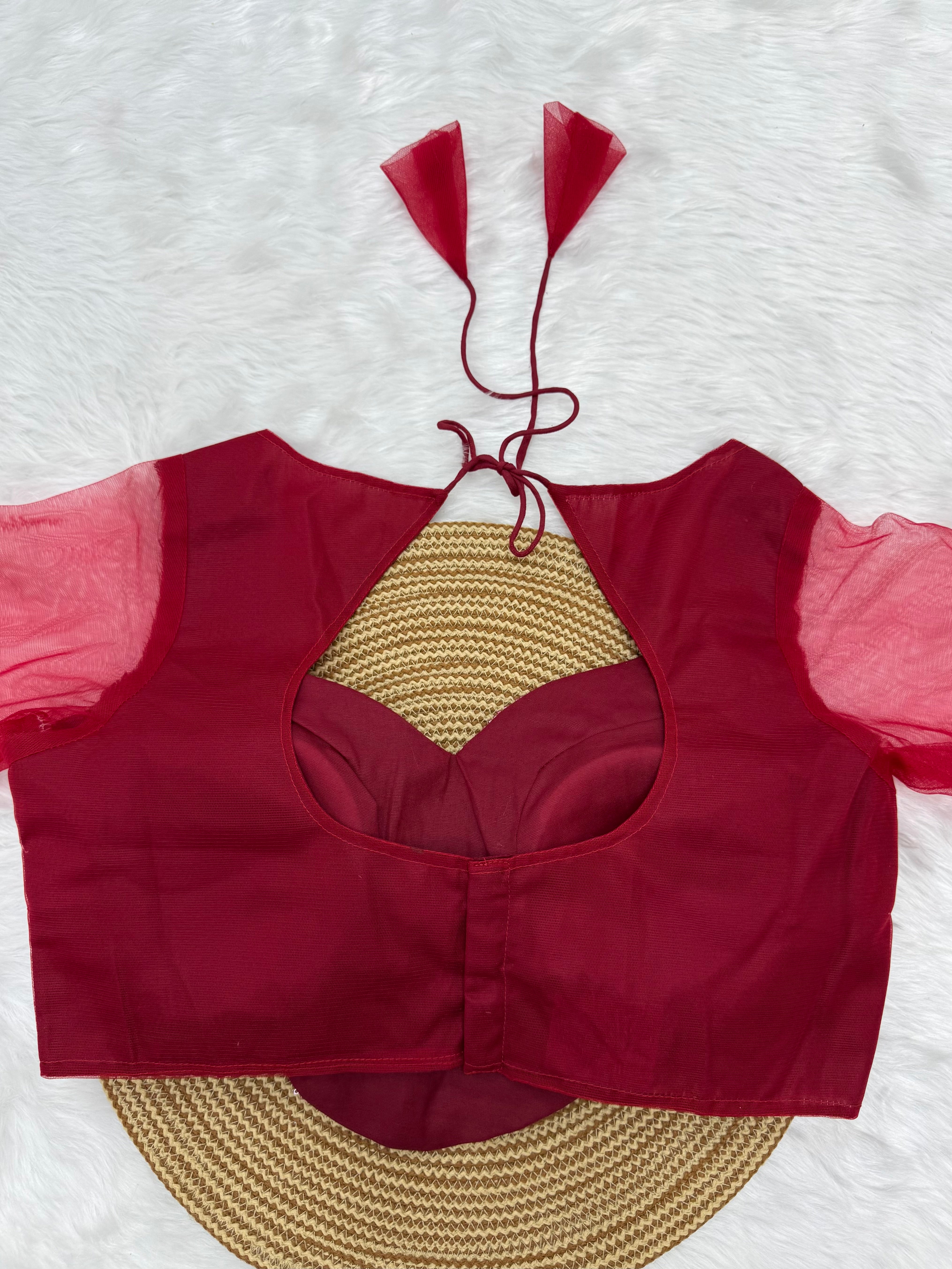 DESIGNER SEQUIN EMBELLISHED SAREE BLOUSE - RED