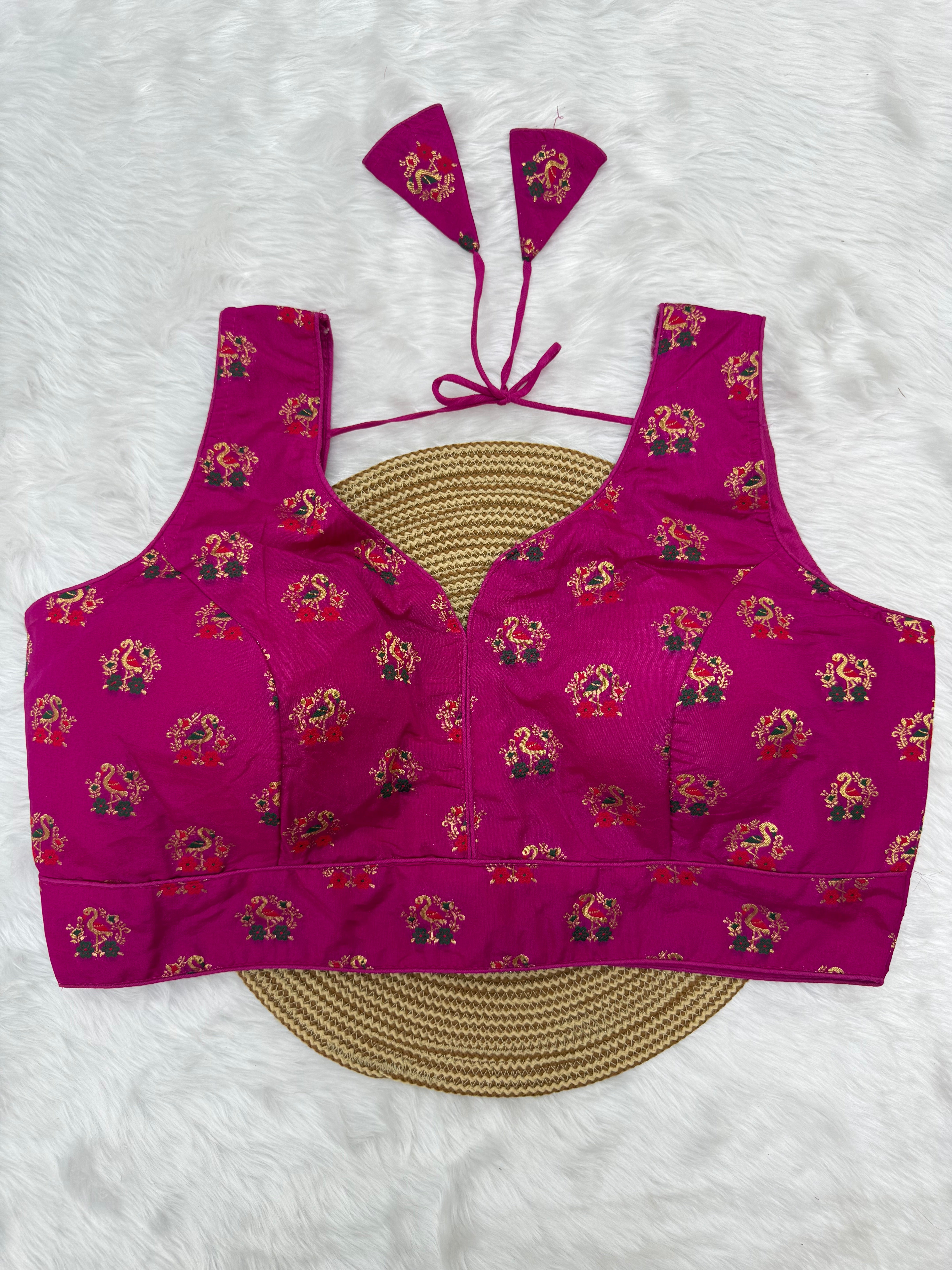 SLEEVELESS PLUS SIZE FANCY BLOUSE - RANI PINK