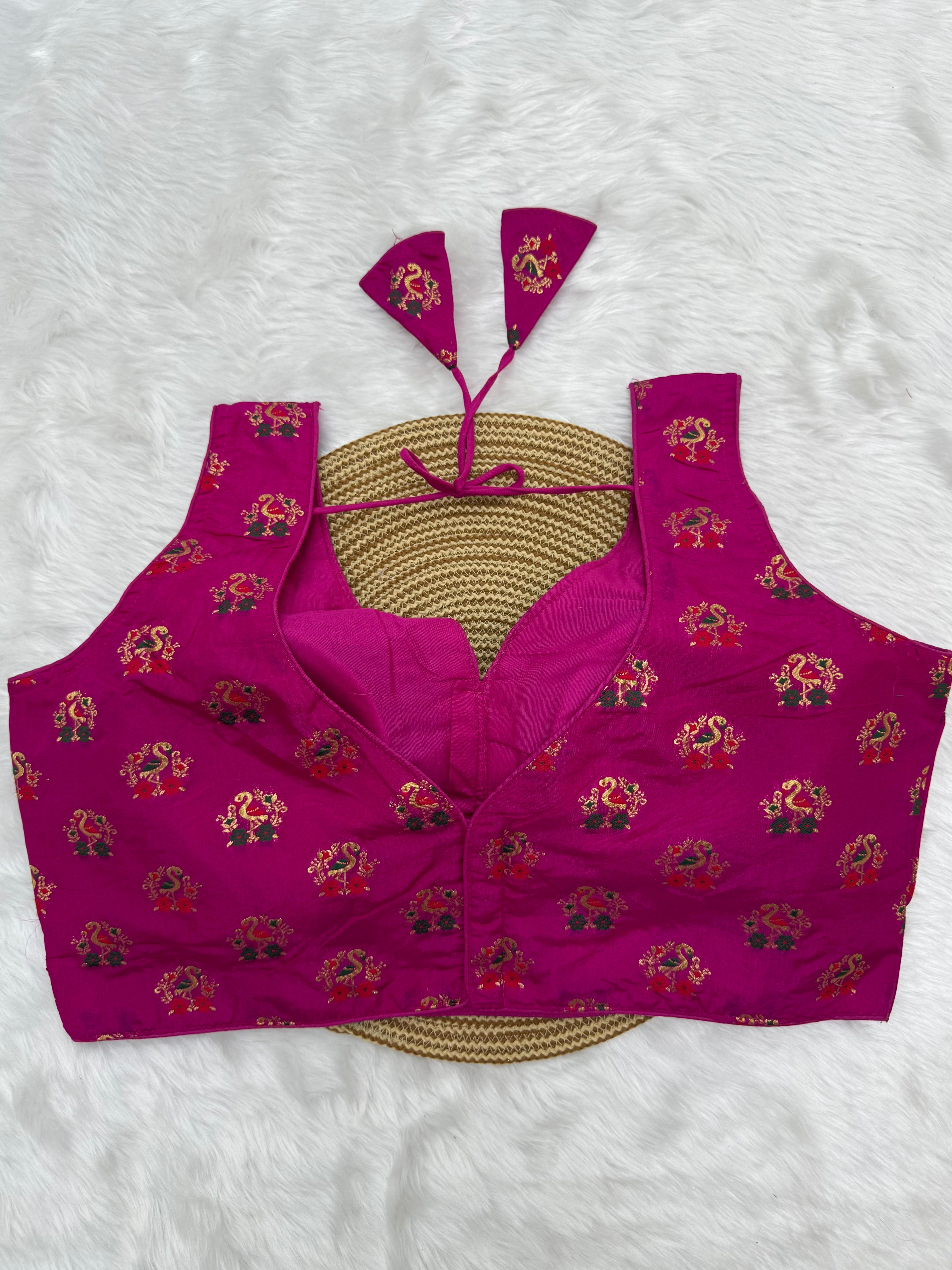 SLEEVELESS PLUS SIZE FANCY BLOUSE - RANI PINK