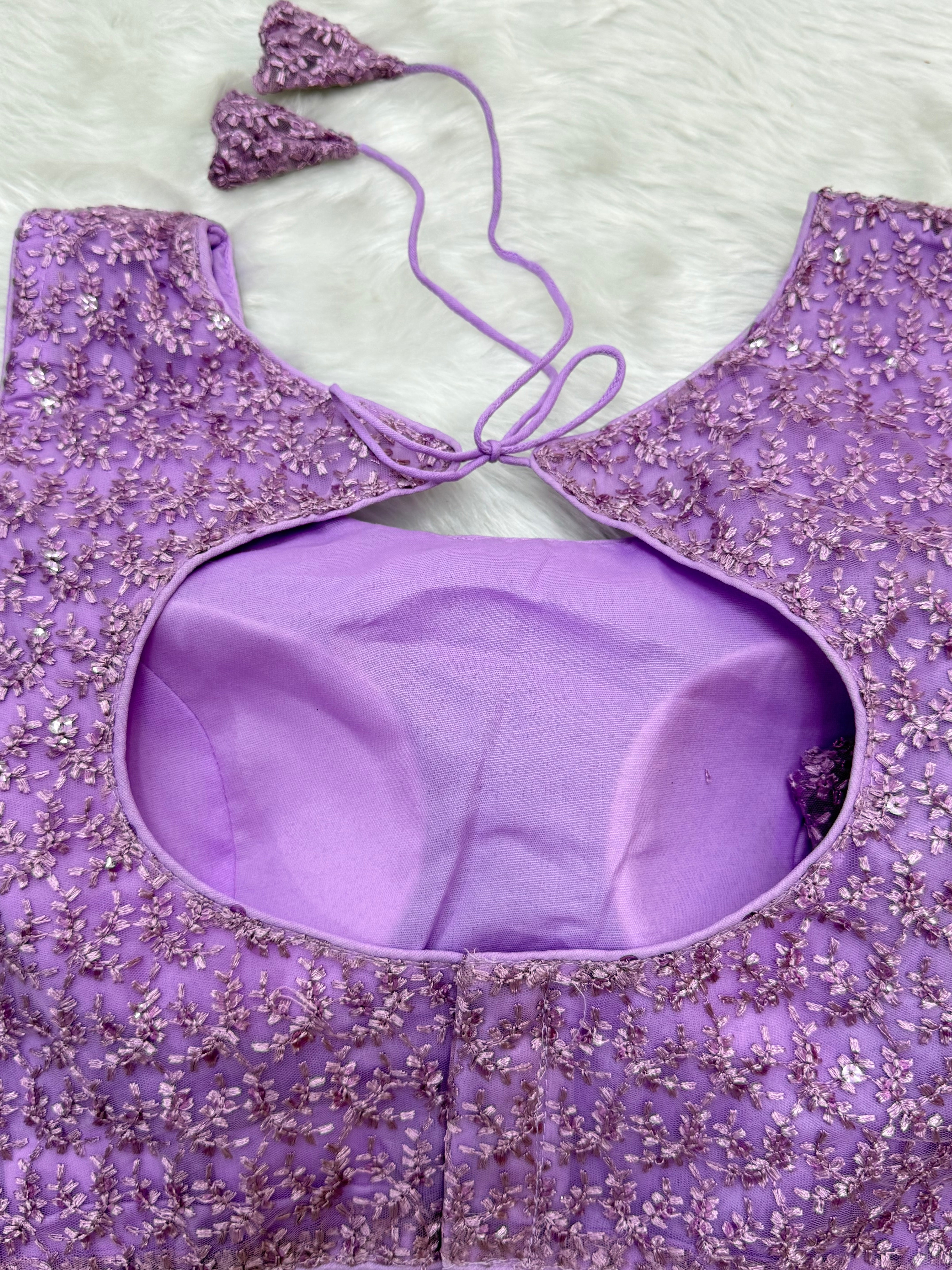 SLEEVELESS DESIGNER READYMADE BLOUSE - LAVENDER