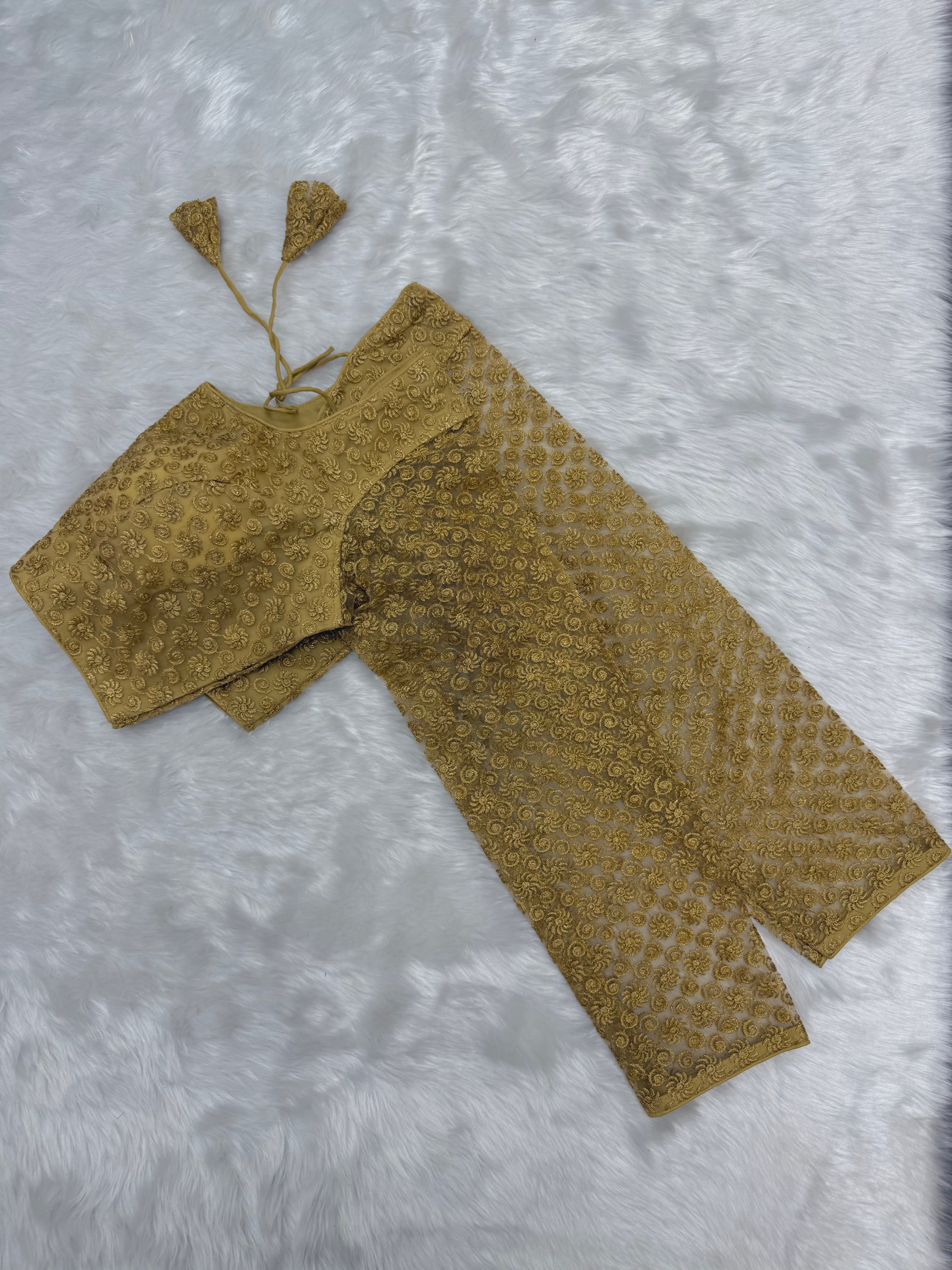 FULL SLEEVE DESIGNER READYMADE BLOUSE - GOLD