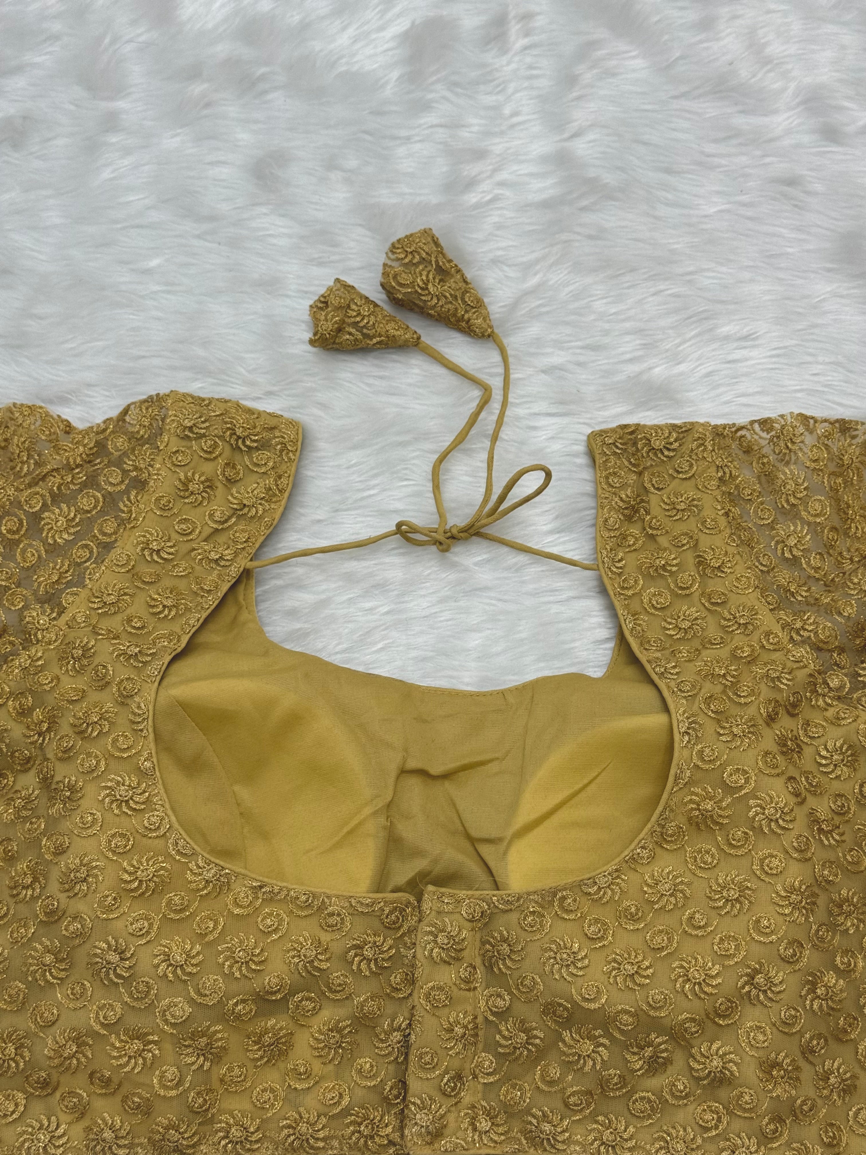 FULL SLEEVE DESIGNER READYMADE BLOUSE - GOLD