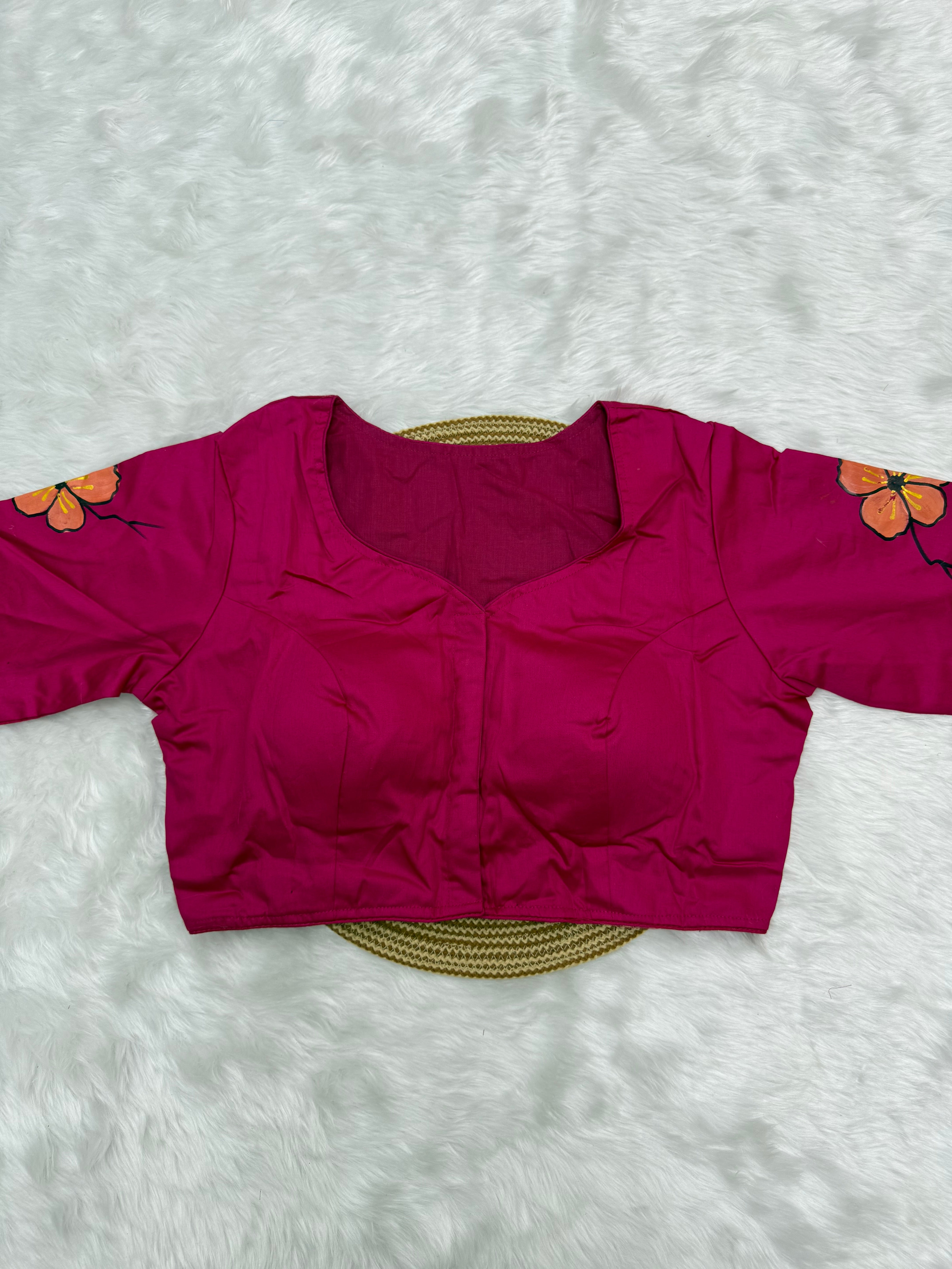 BOUTIQUE STYLE HAND WORK DESIGNER BLOUSE - RANI PINK