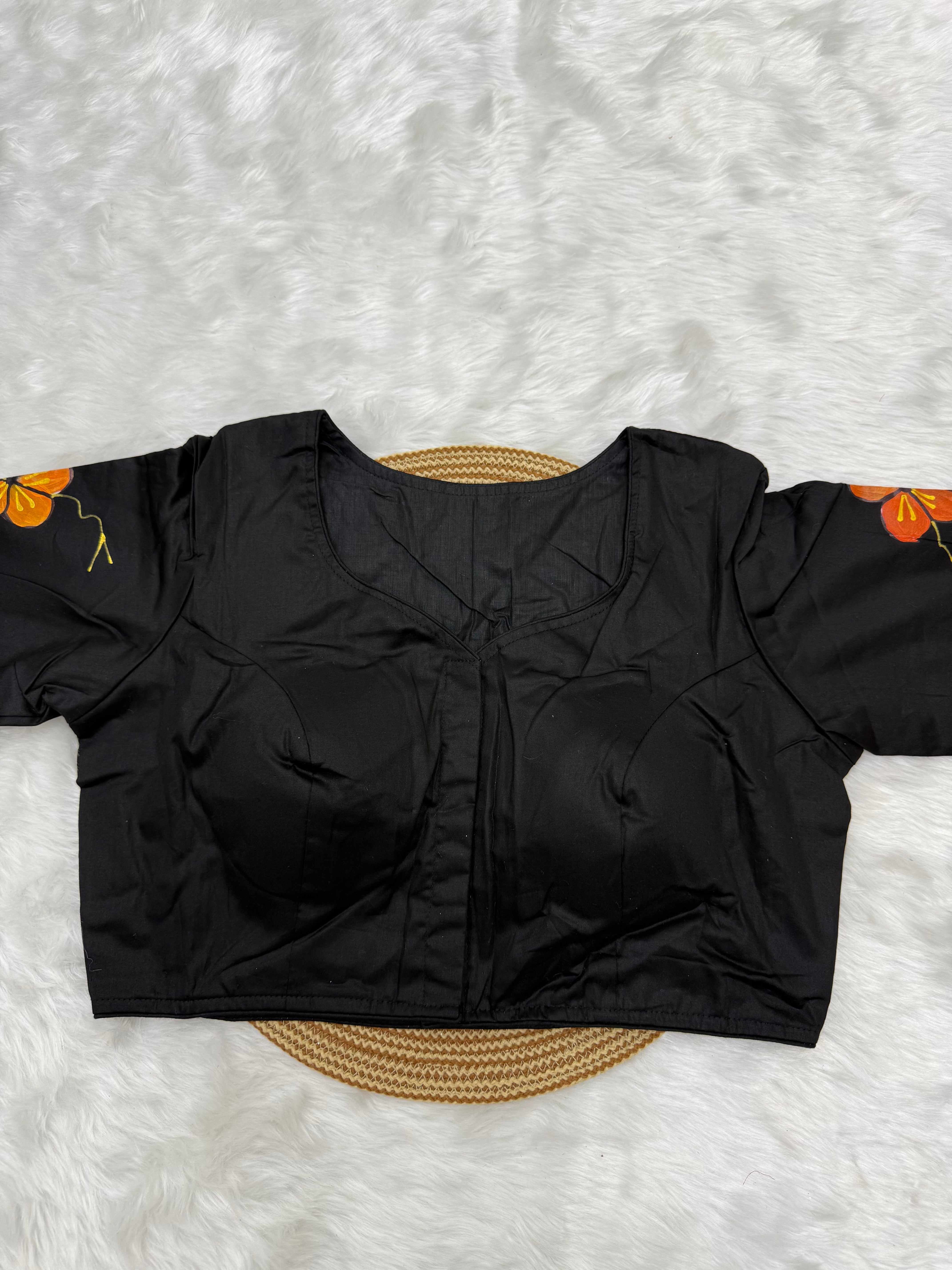 BOUTIQUE STYLE HAND WORK DESIGNER BLOUSE - BLACK