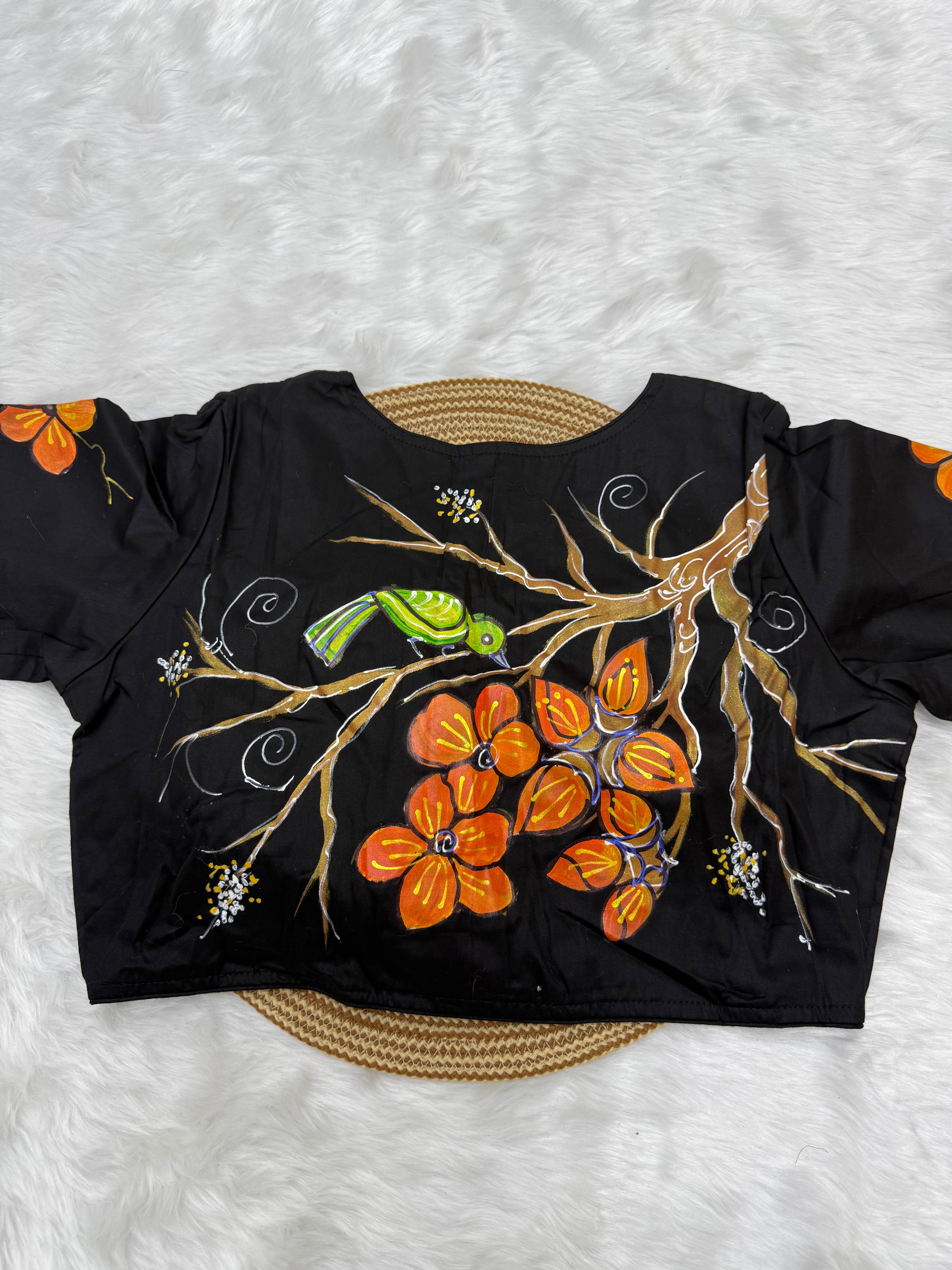 BOUTIQUE STYLE HAND WORK DESIGNER BLOUSE - BLACK