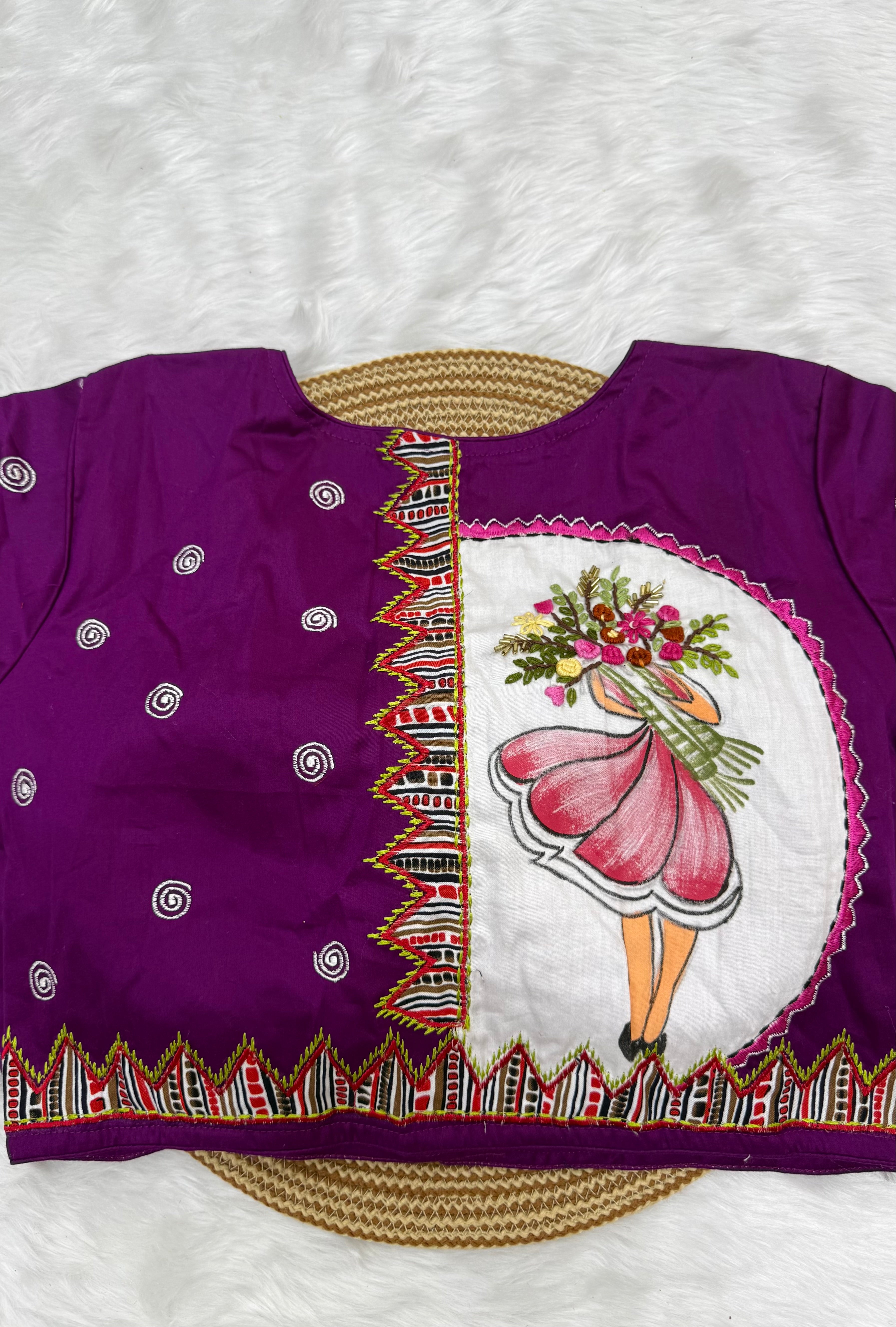 BOUTIQUE STYLE HAND WORK DESIGNER BLOUSE - PURPLE