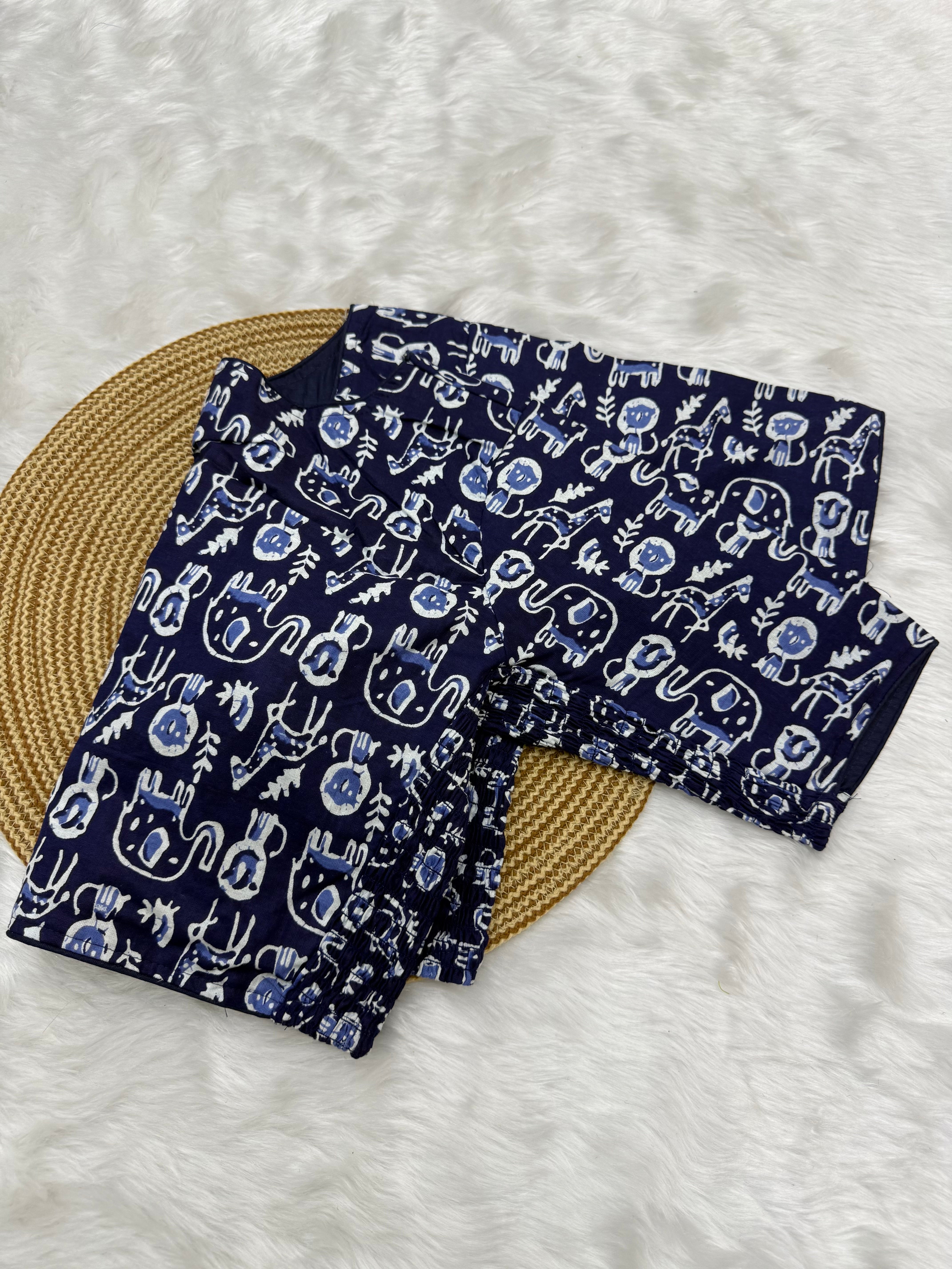 FANCY COTTON READY TO WEAR SAREE BLOUSE - BLUE