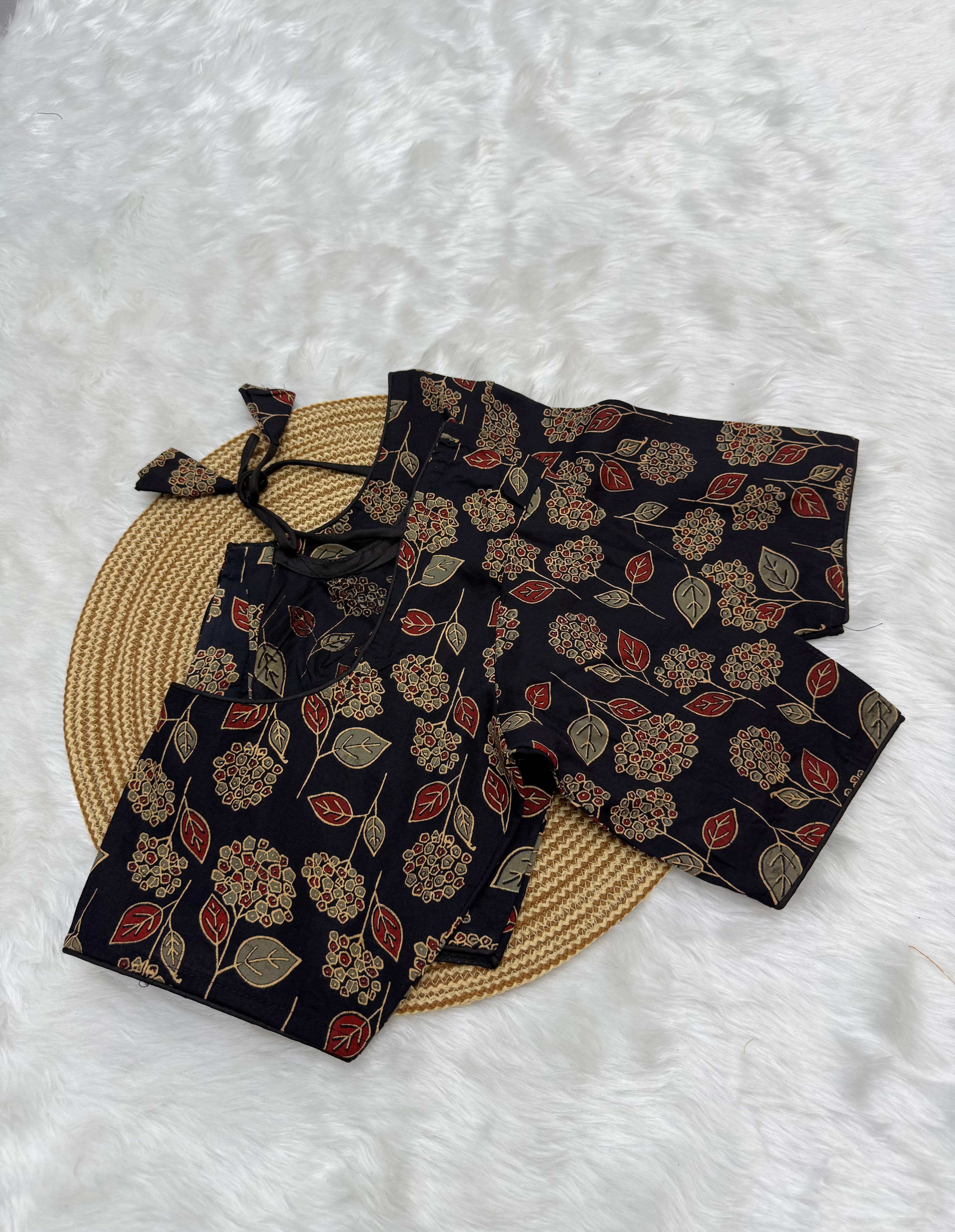 PRINTED COTTON READY TO WEAR SAREE BLOUSE - MULTI