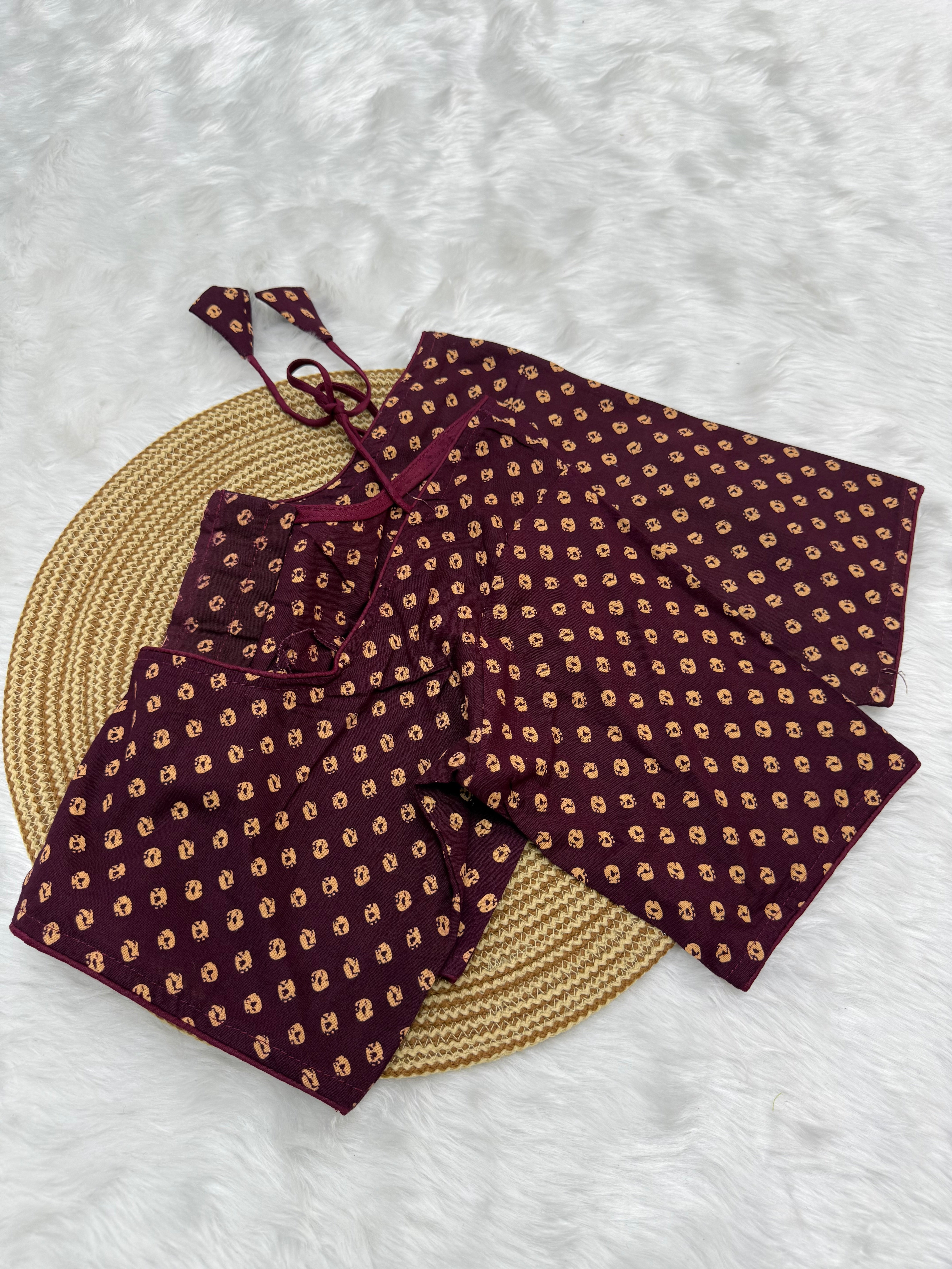 PRINTED COTTON READY TO WEAR SAREE BLOUSE - MULTI