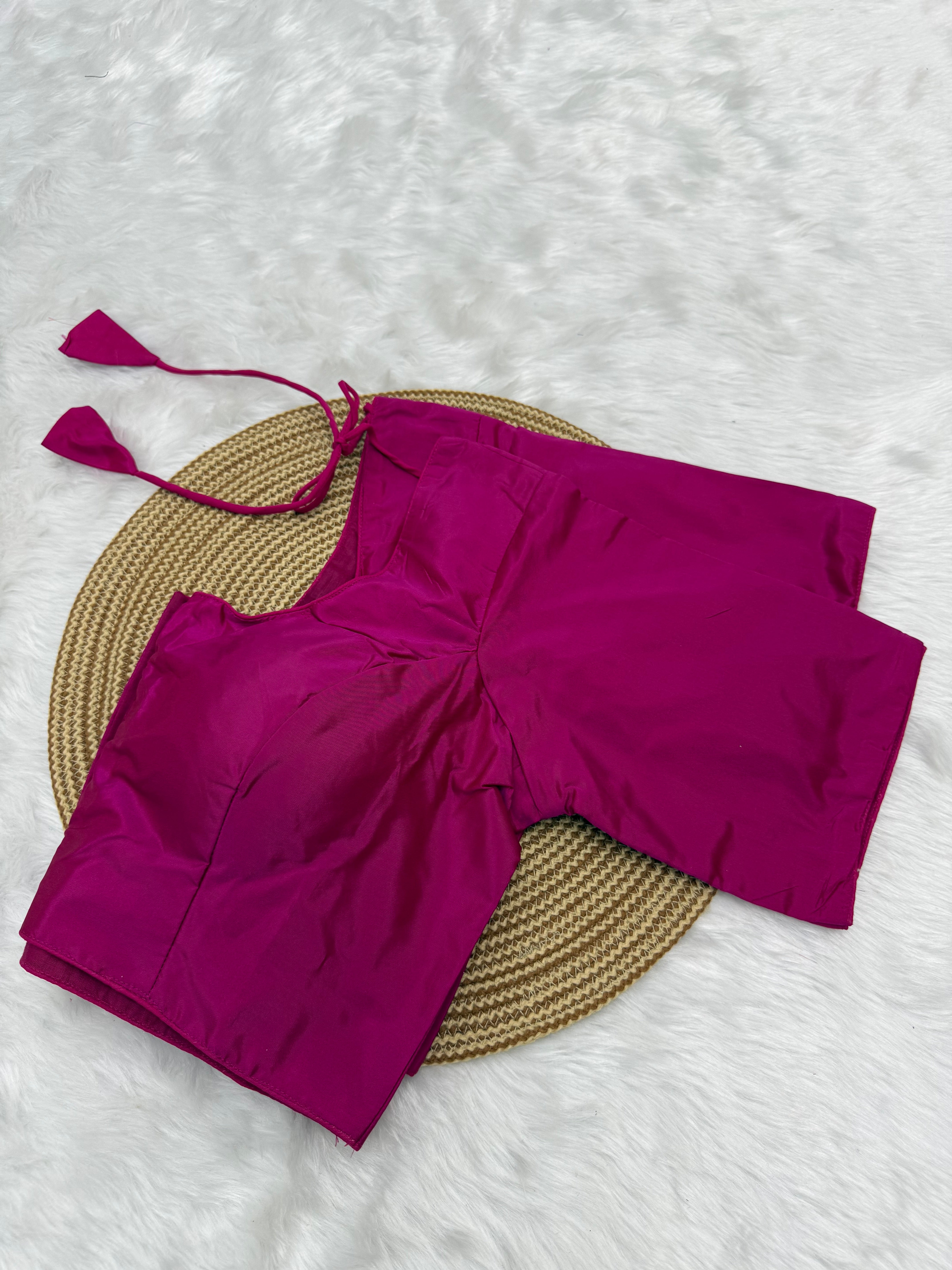 PLAIN SILK READY TO WEAR  SAREE BLOUSE - PINK