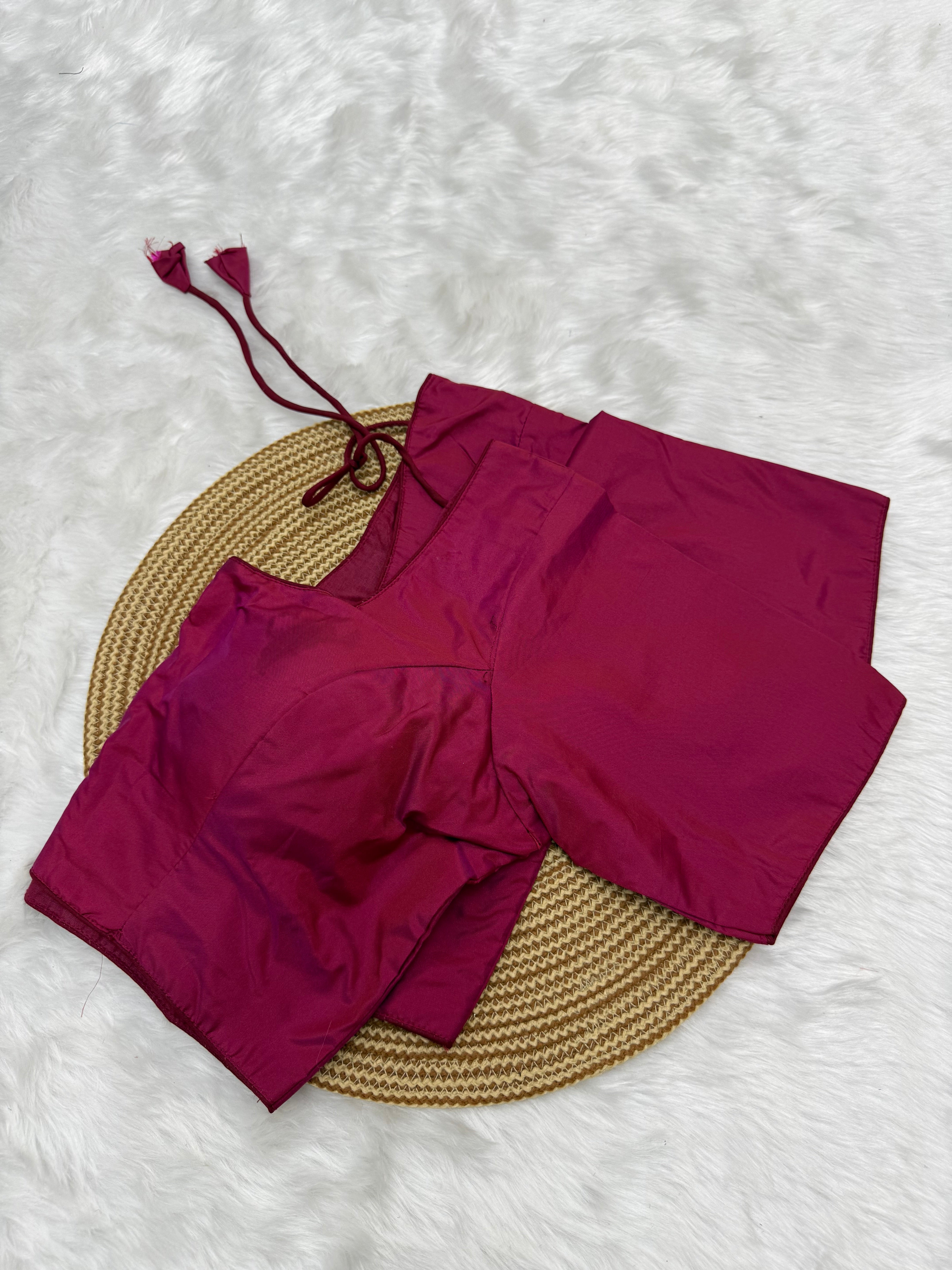 PLAIN SILK READY TO WEAR  SAREE BLOUSE - PINK