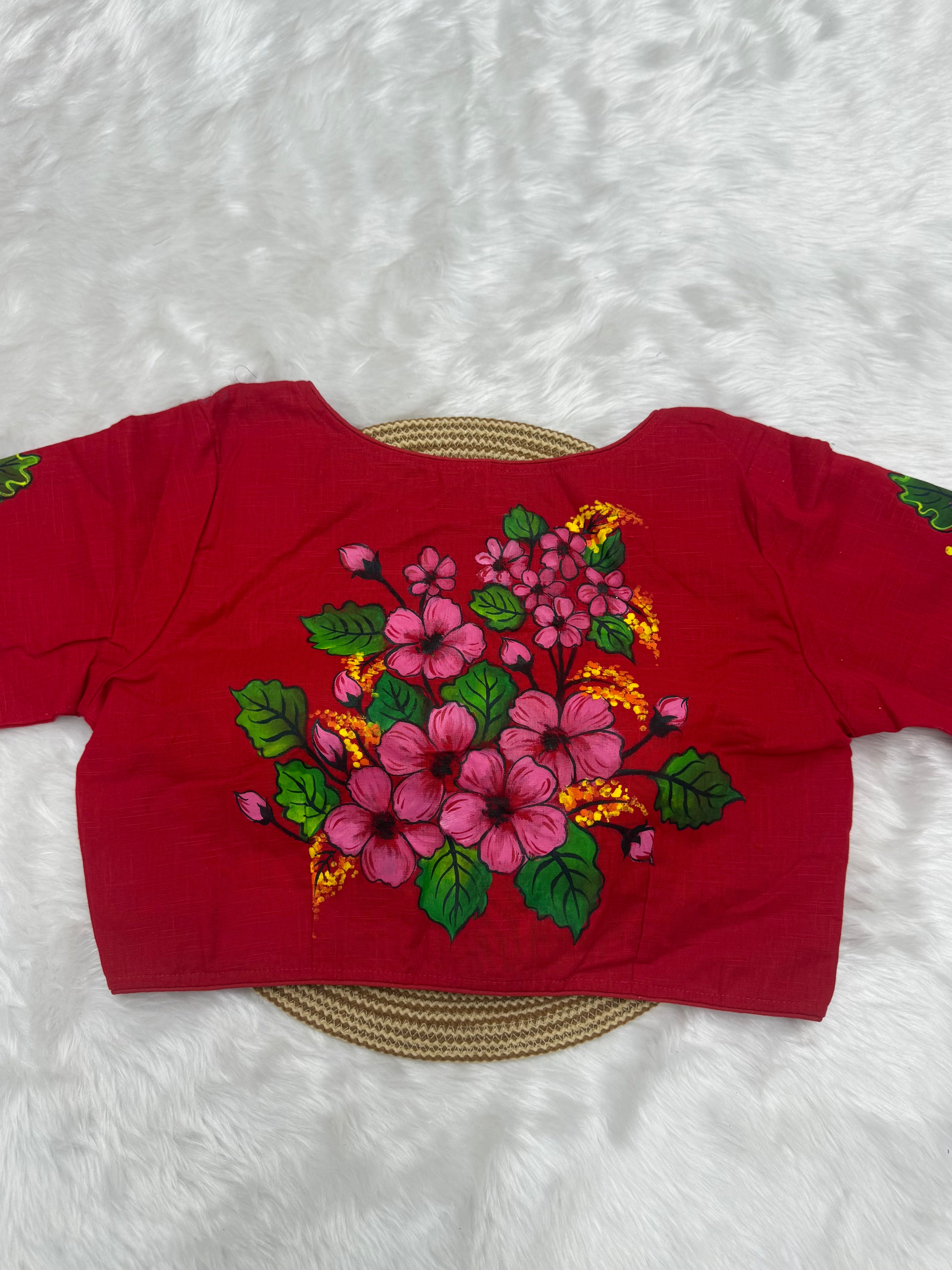 BOUTIQUE STYLE HAND WORK DESIGNER BLOUSE - RED