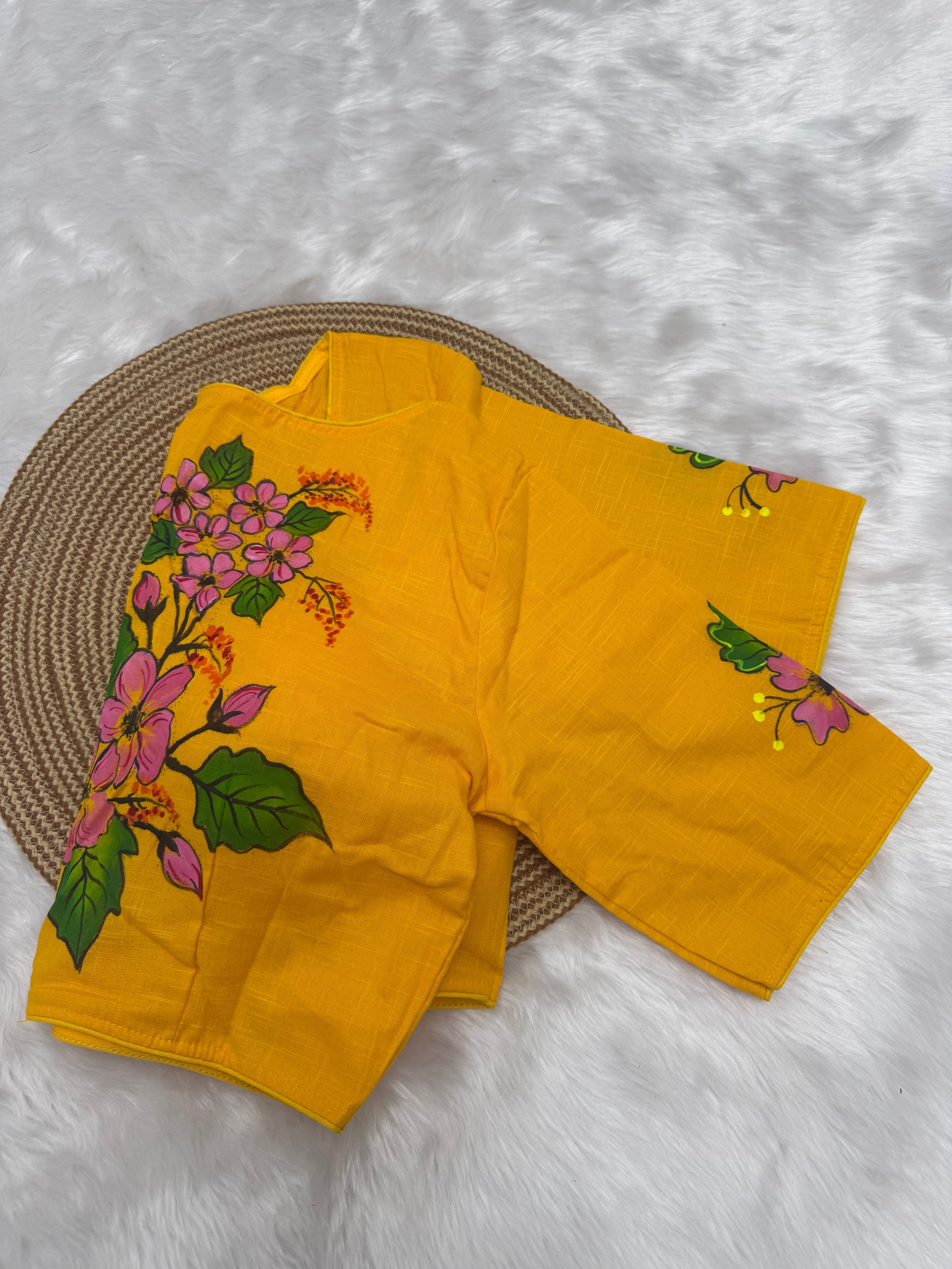 BOUTIQUE STYLE HAND WORK DESIGNER BLOUSE - YELLOW