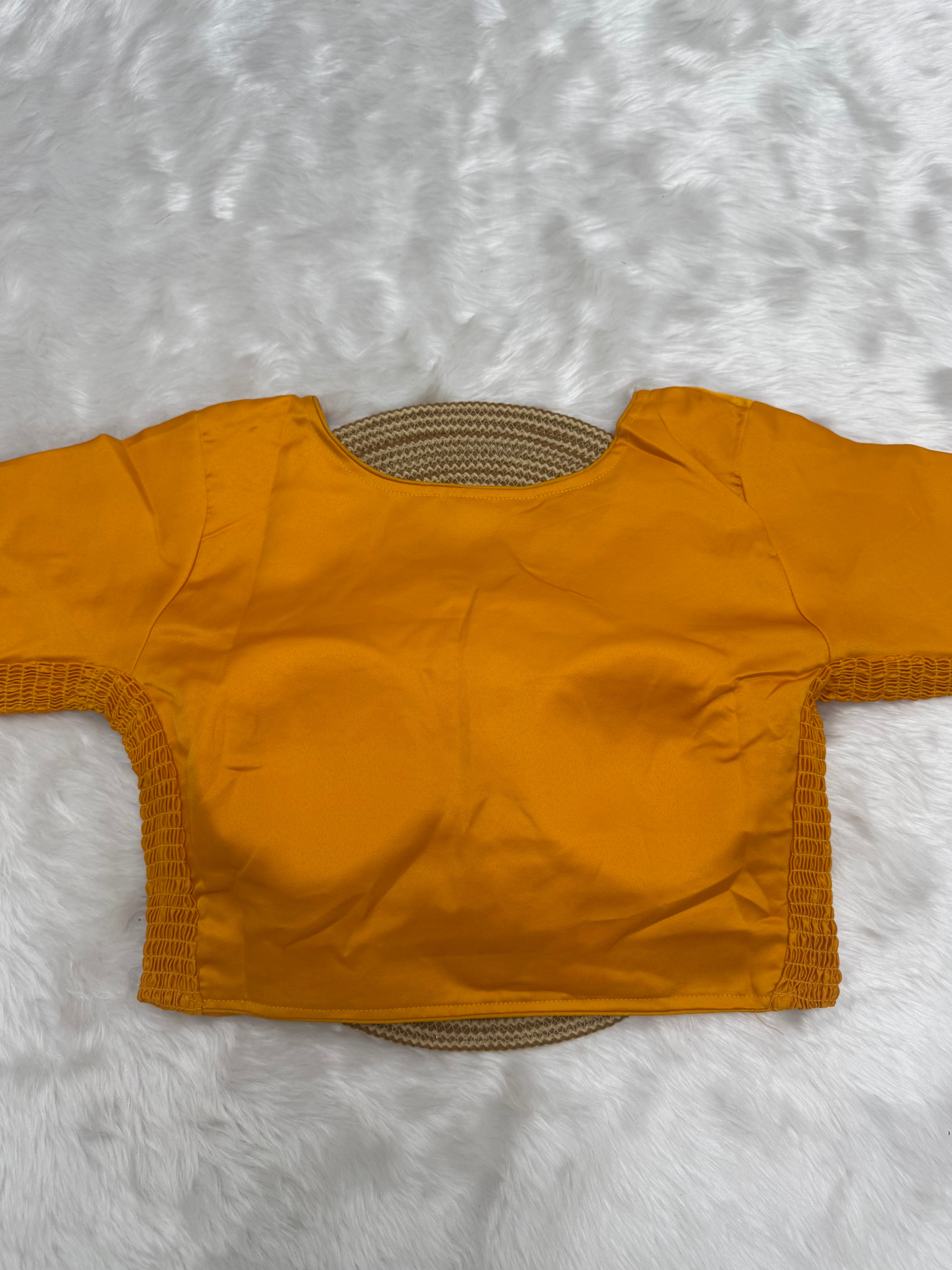 SOLID SIDE STRETCHABLE SAREE BLOUSE - YELLOW