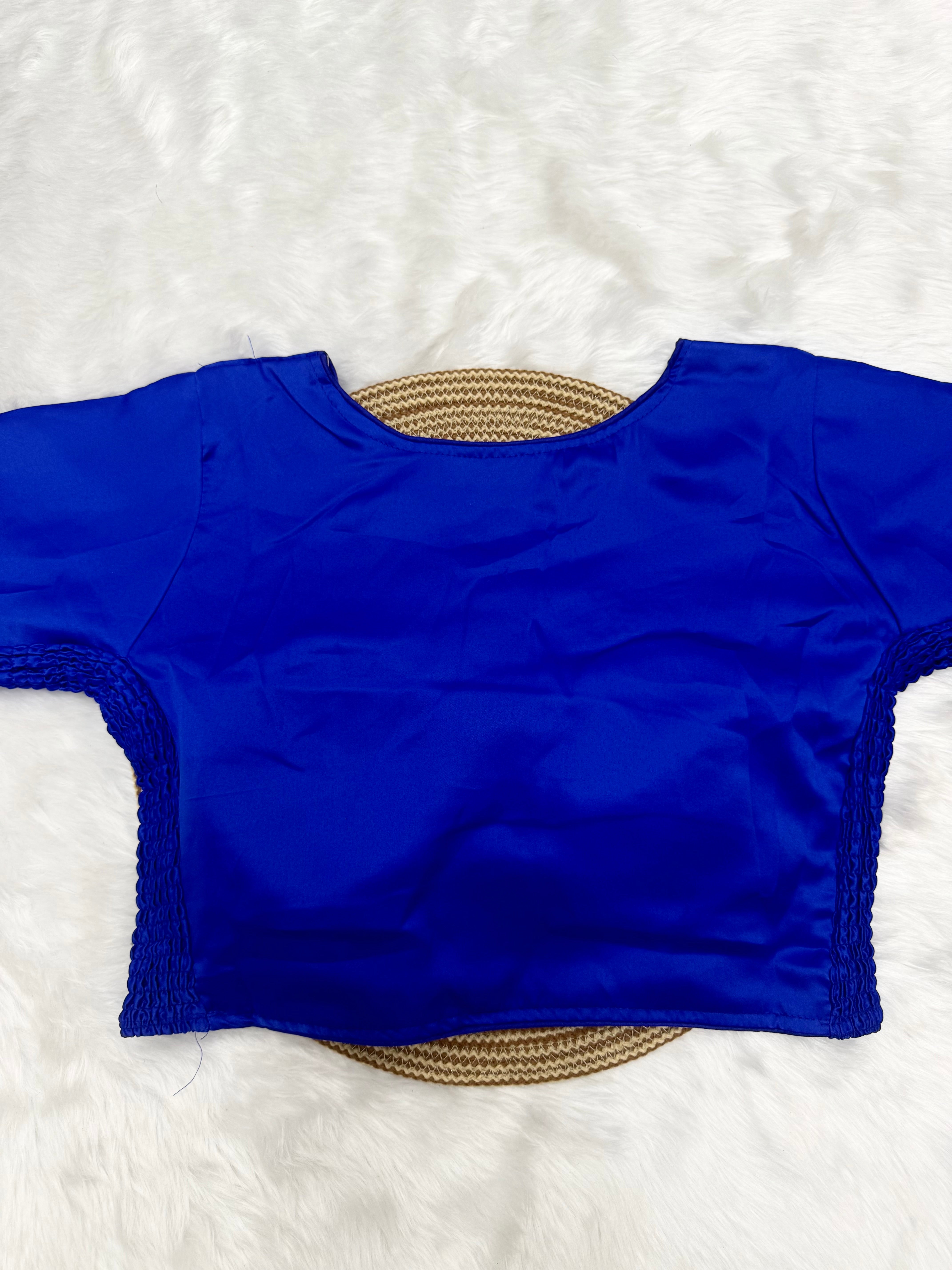 SOLID SIDE STRETCHABLE SAREE BLOUSE - BLUE