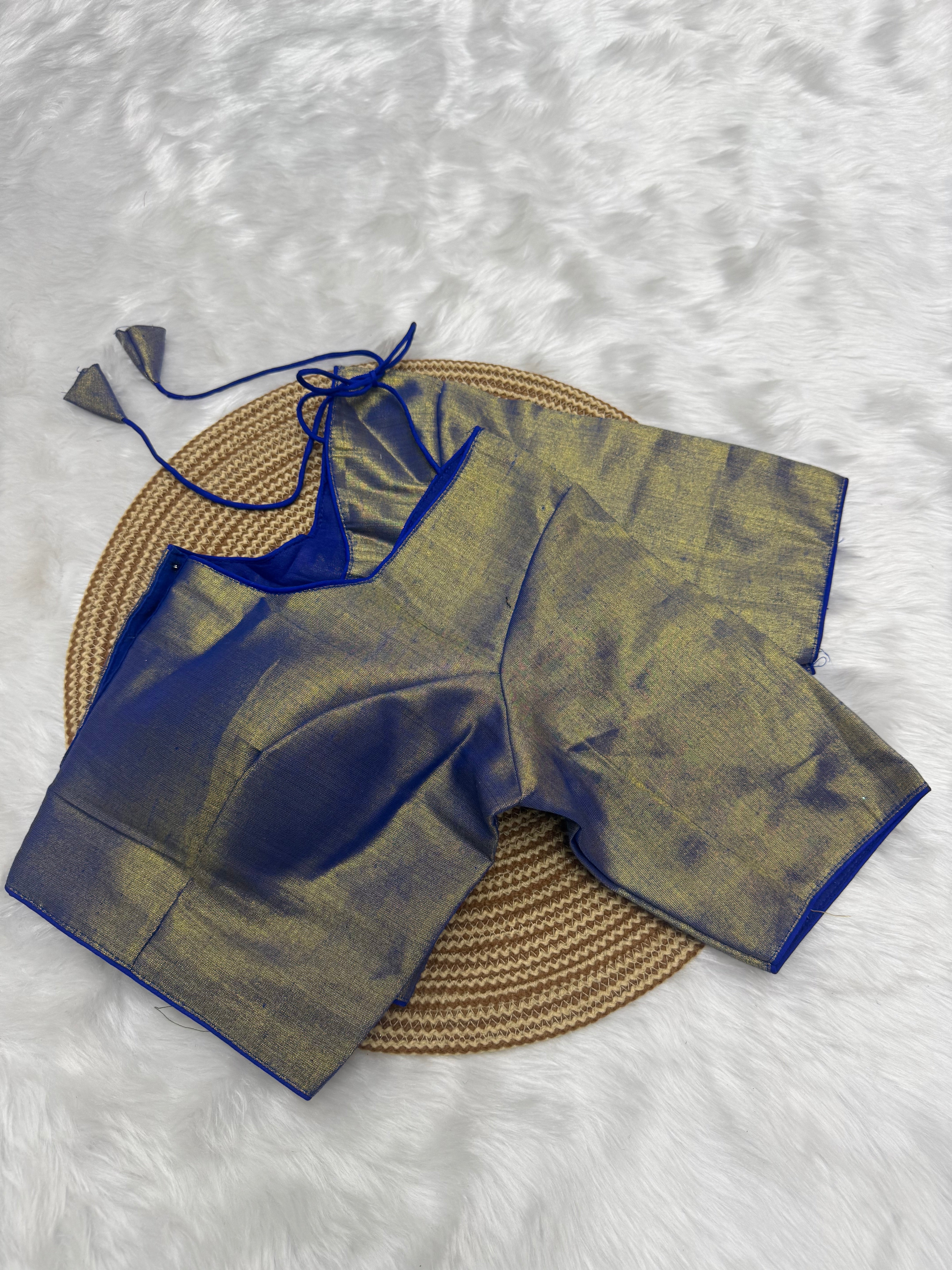 PLAIN SILK COTTON READY TO WEAR  SAREE BLOUSE - DUAL SHADE