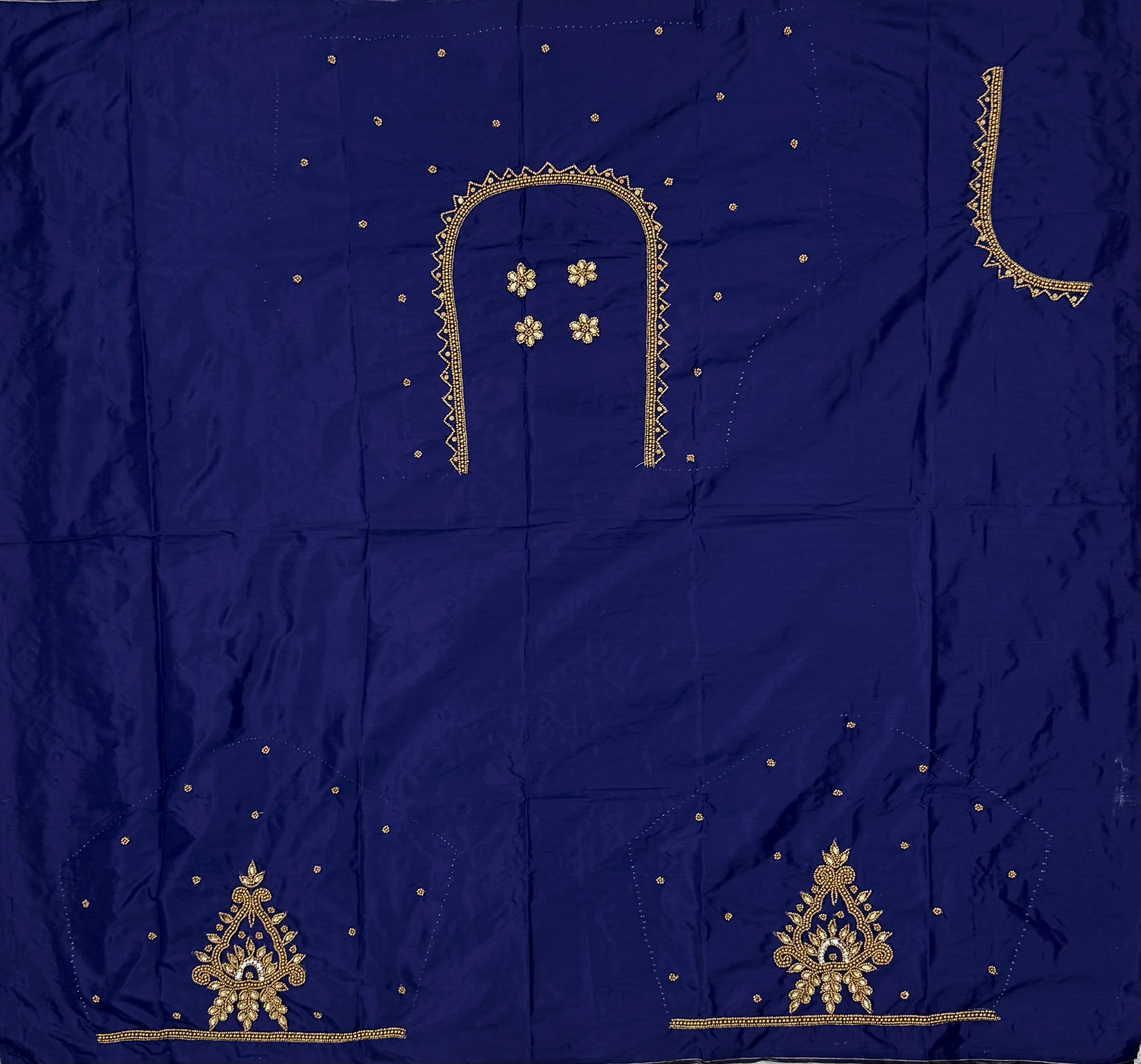 WOMENS PREMIUM AARI WORK BLOUSE PIECE 1 METER - NAVY BLUE