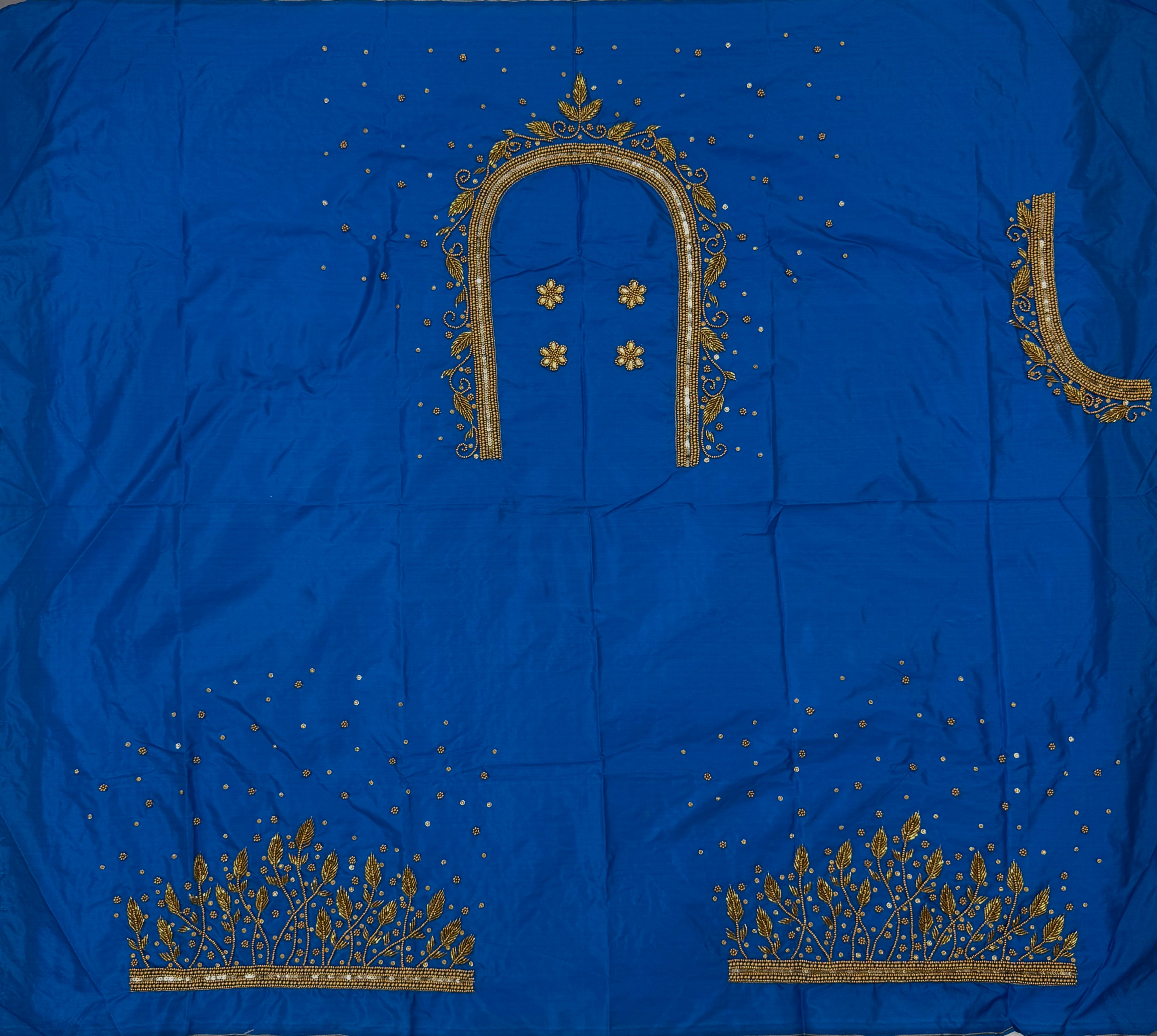 WOMENS PREMIUM AARI WORK BLOUSE PIECE 1 METER - BLUE