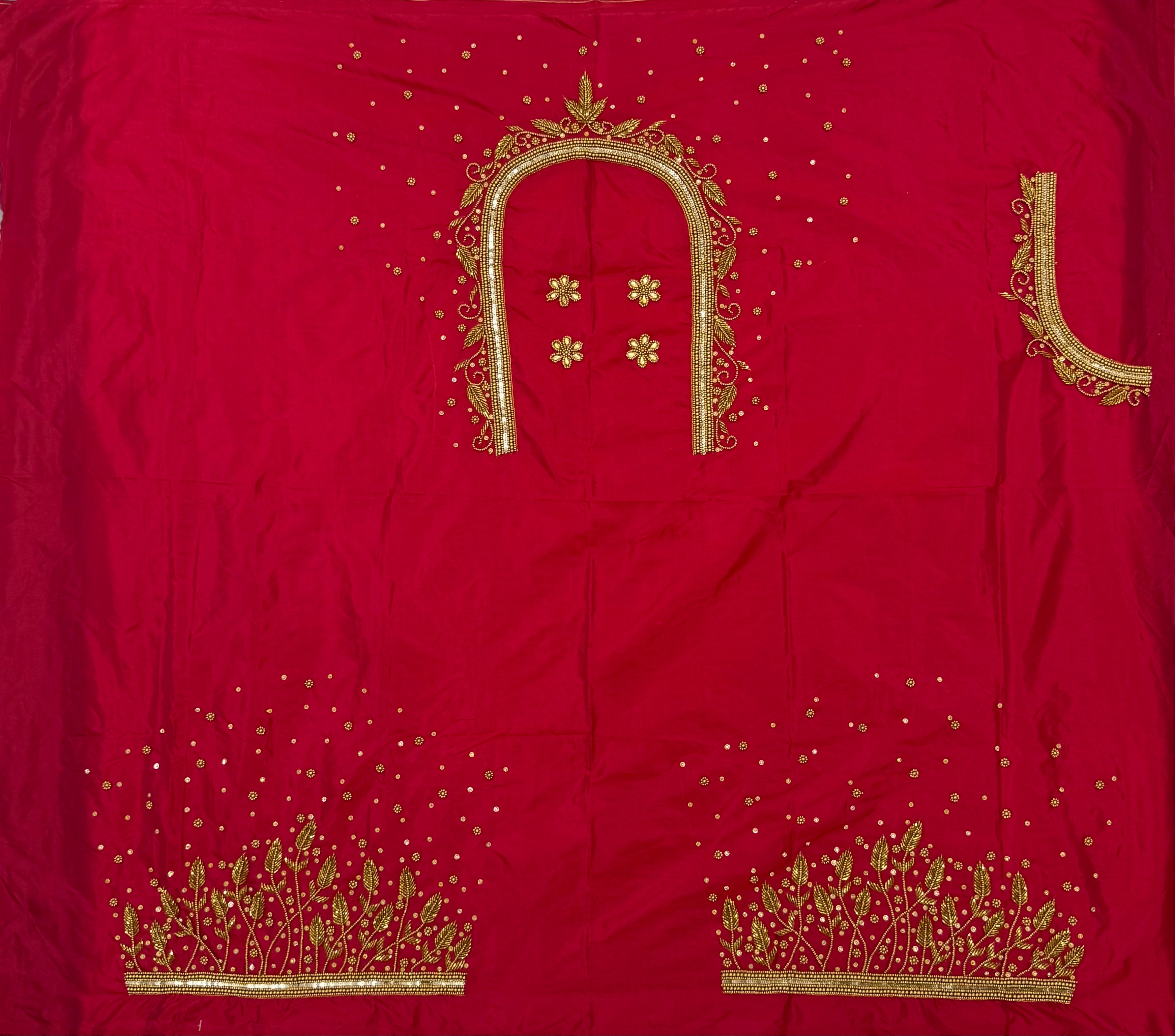 WOMENS PREMIUM AARI WORK BLOUSE PIECE 1 METER - RED