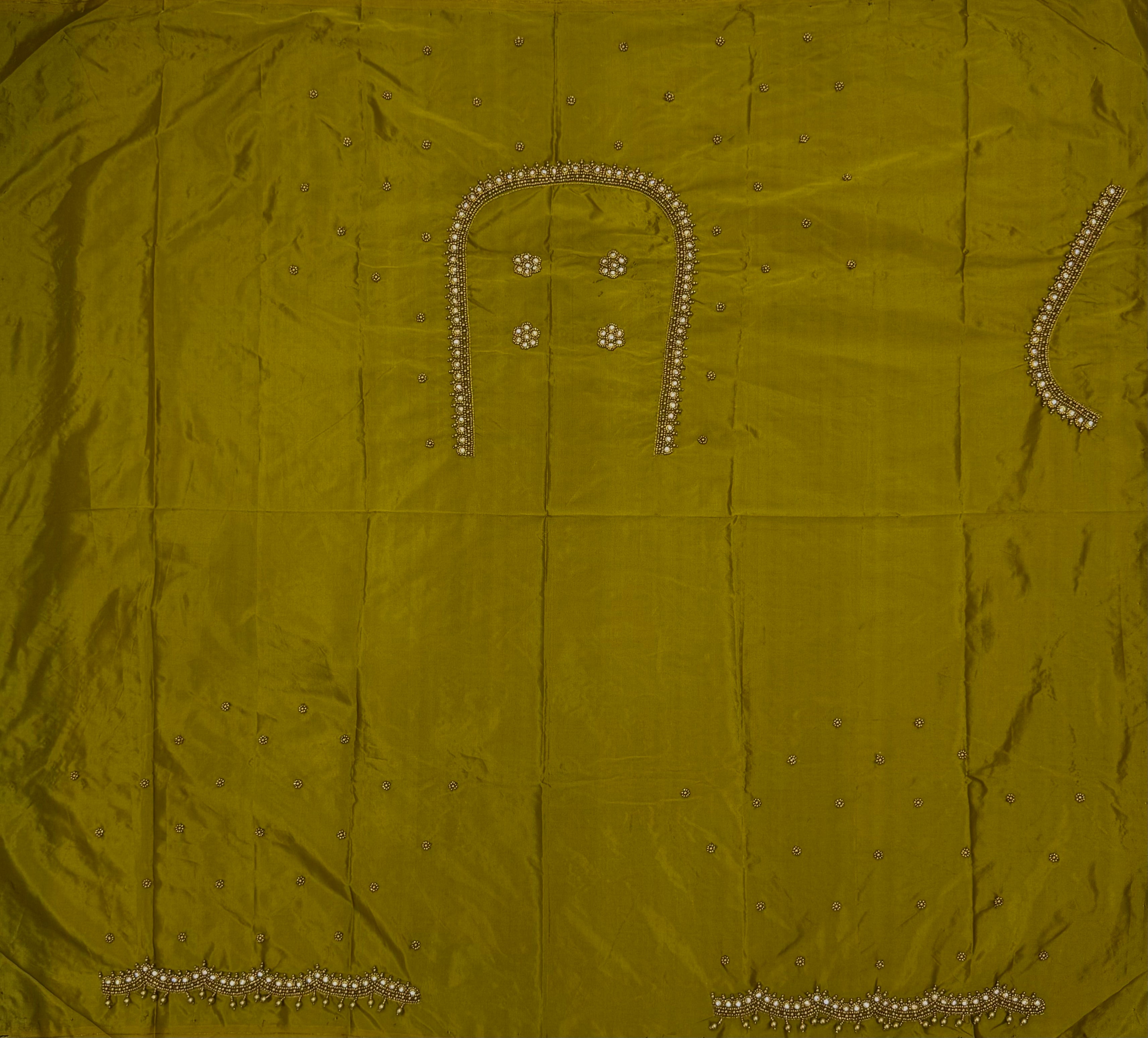 WOMENS PREMIUM AARI WORK BLOUSE PIECE 1 METER - OLIVE GREEN