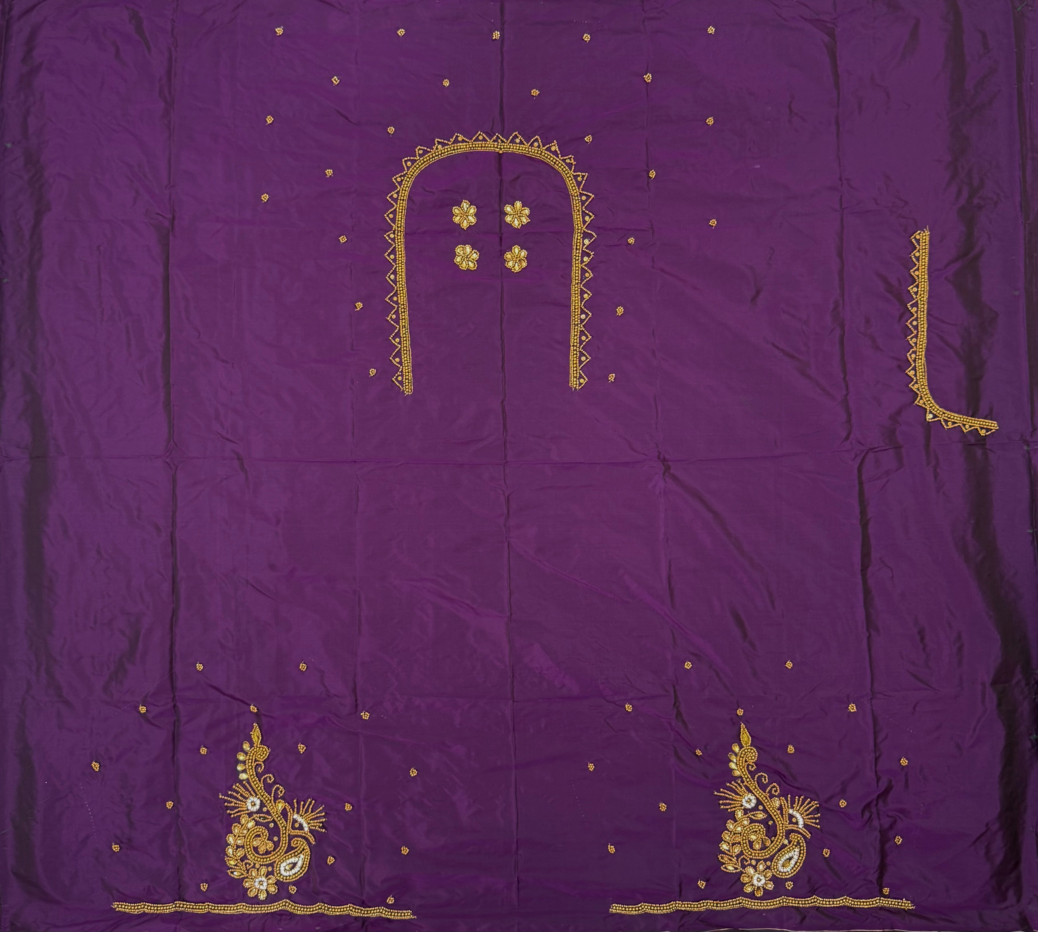 WOMENS PREMIUM AARI WORK BLOUSE PIECE 1 METER - PURPLE