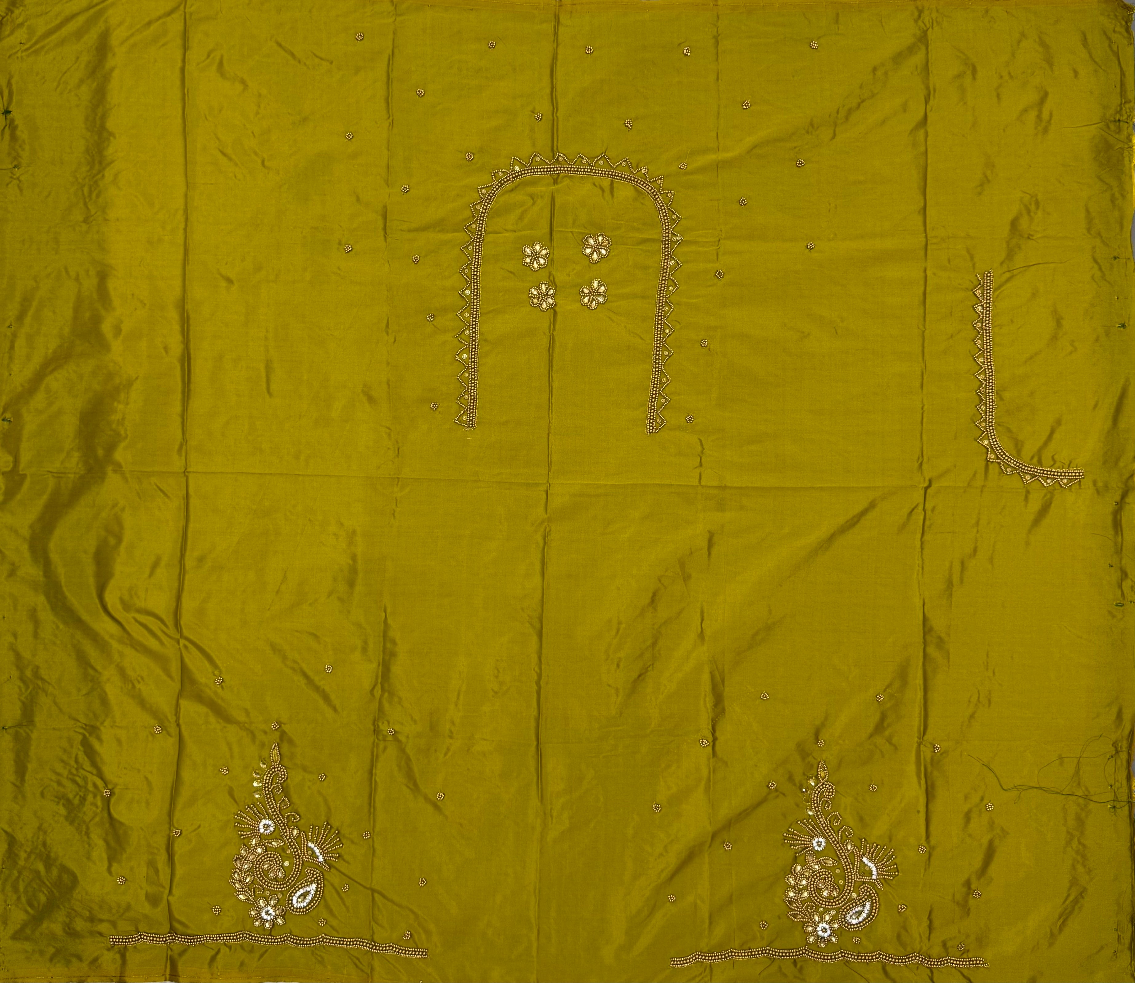 WOMENS PREMIUM AARI WORK BLOUSE PIECE 1 METER - OLIVE GREEN