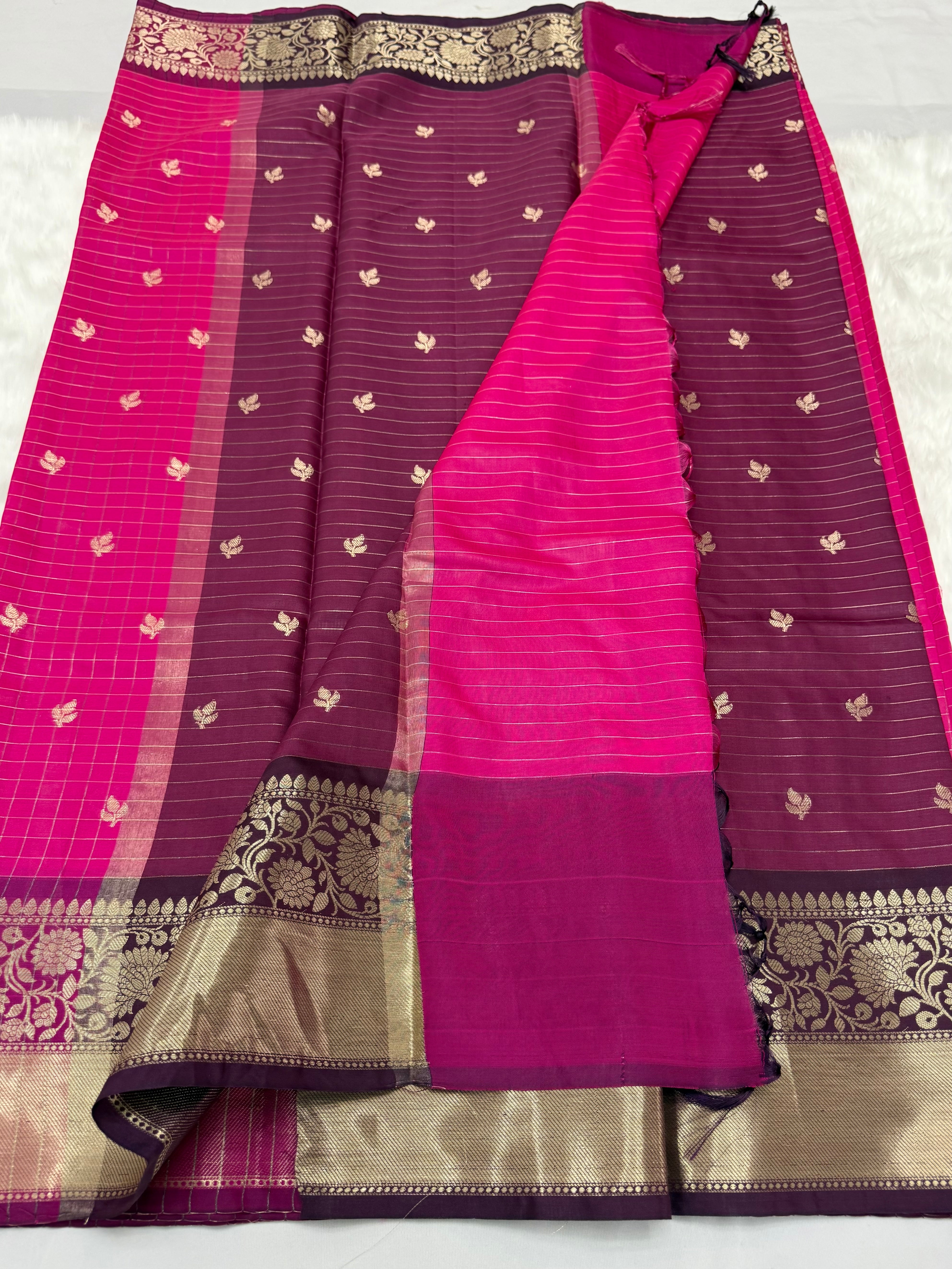PREMIUM BANARASI SILK SAREE - BARBIE PINK