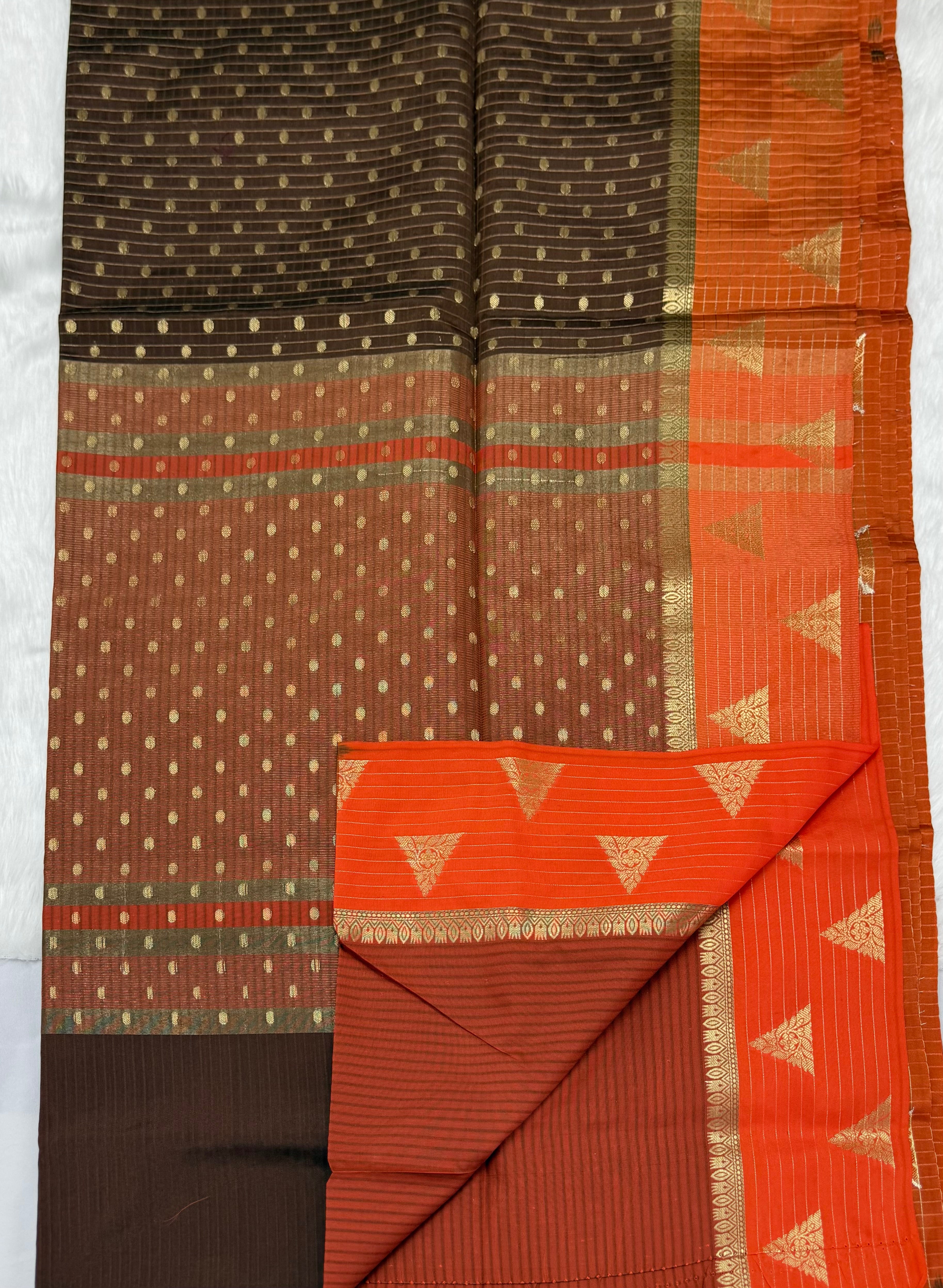PREMIUM BANARASI GANGA YAMUNA SAREE - BROWN