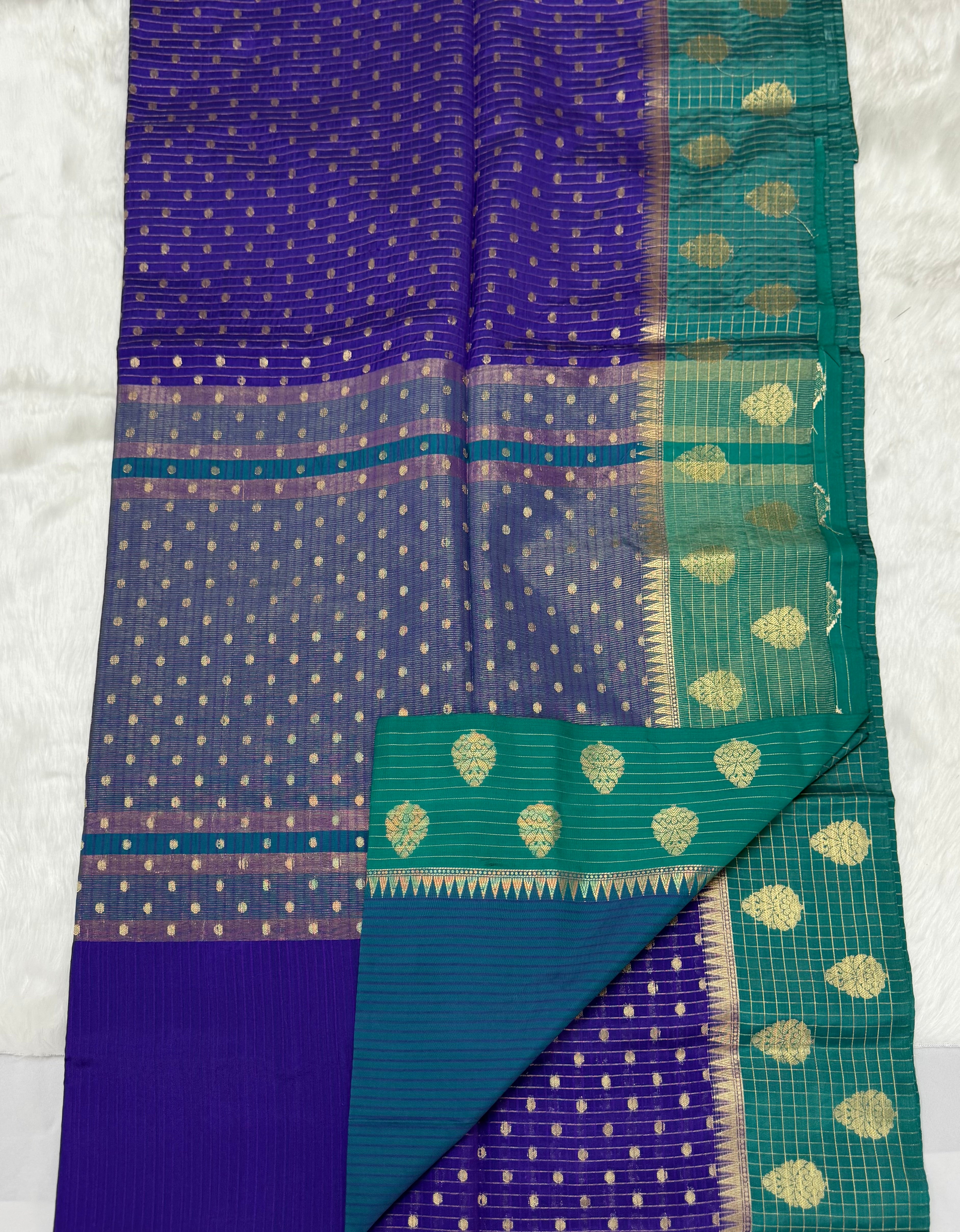 PREMIUM BANARASI GANGA YAMUNA SAREE - VIOLET