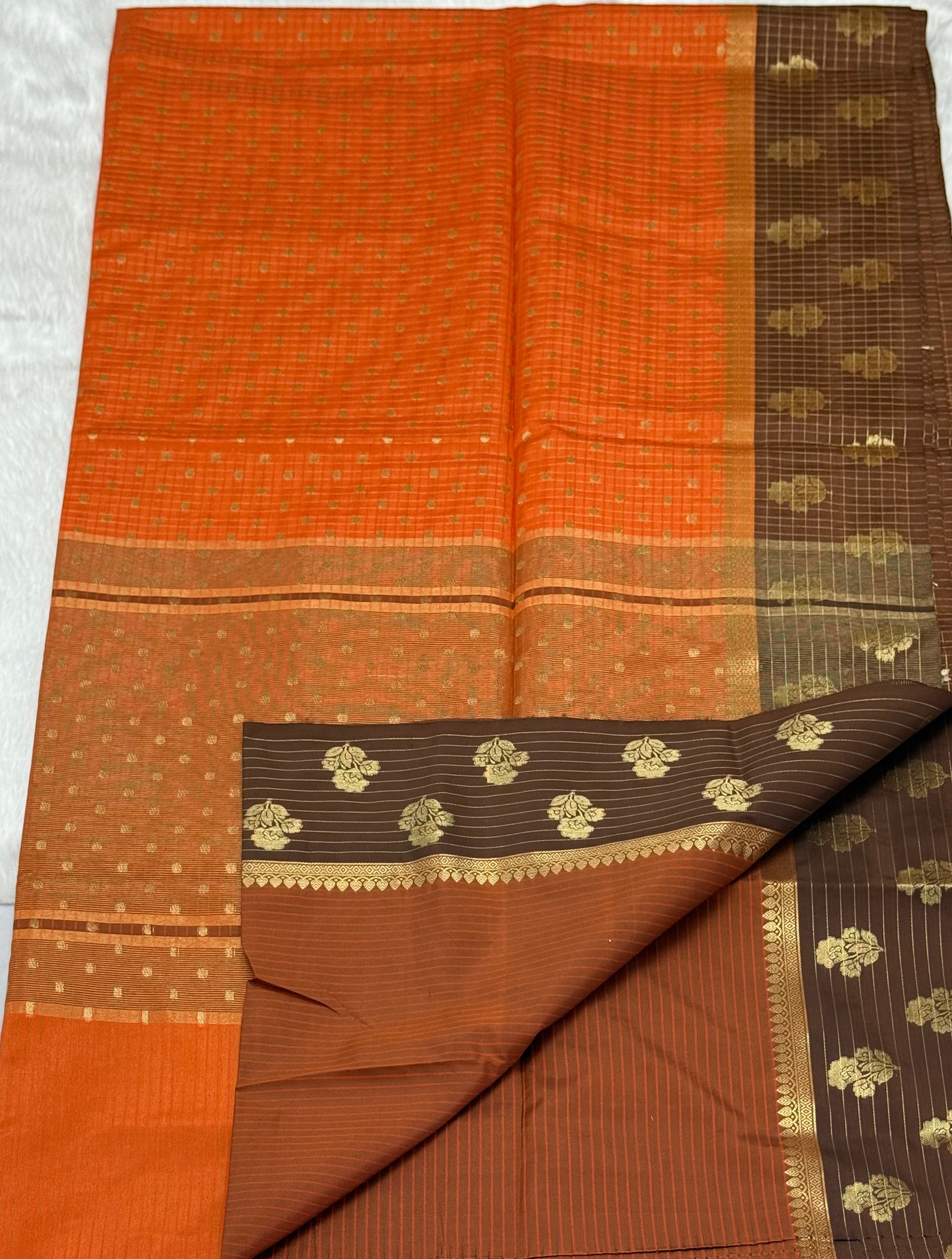 PREMIUM BANARASI GANGA YAMUNA SAREE - ORANGE