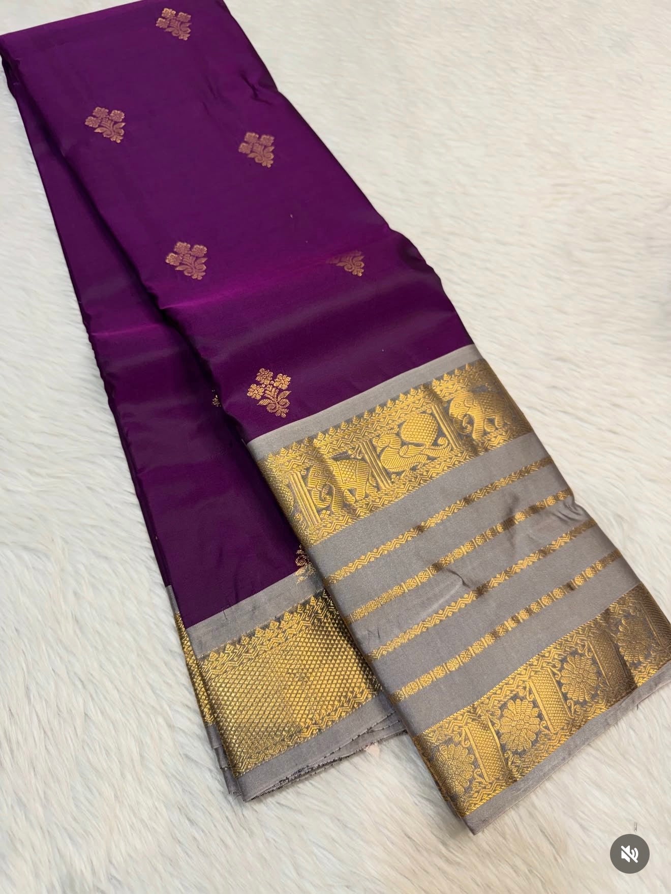 PREMIUM SEMI KANCHI SILK SAREE - EGGPLANT