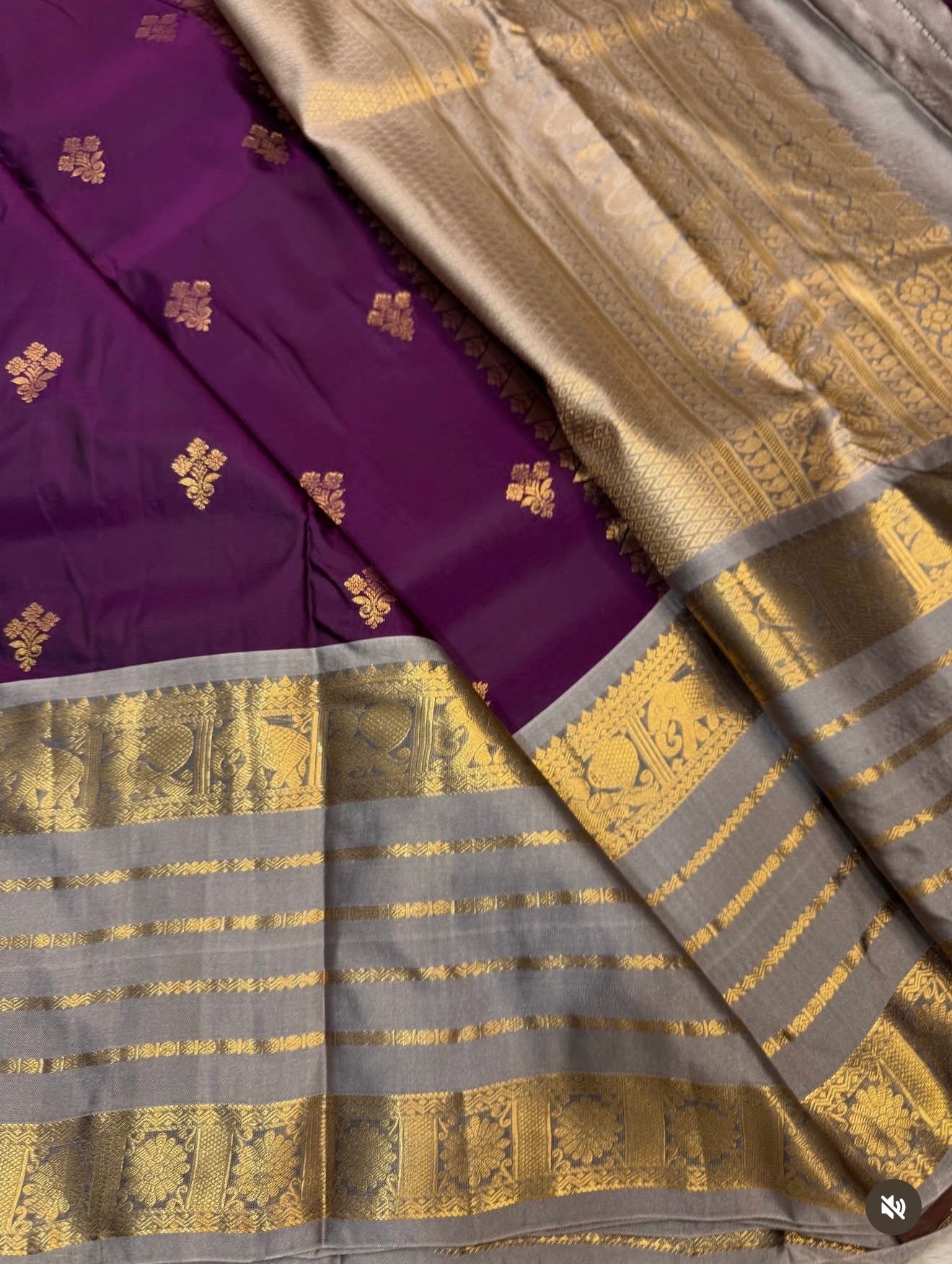 PREMIUM SEMI KANCHI SILK SAREE - EGGPLANT