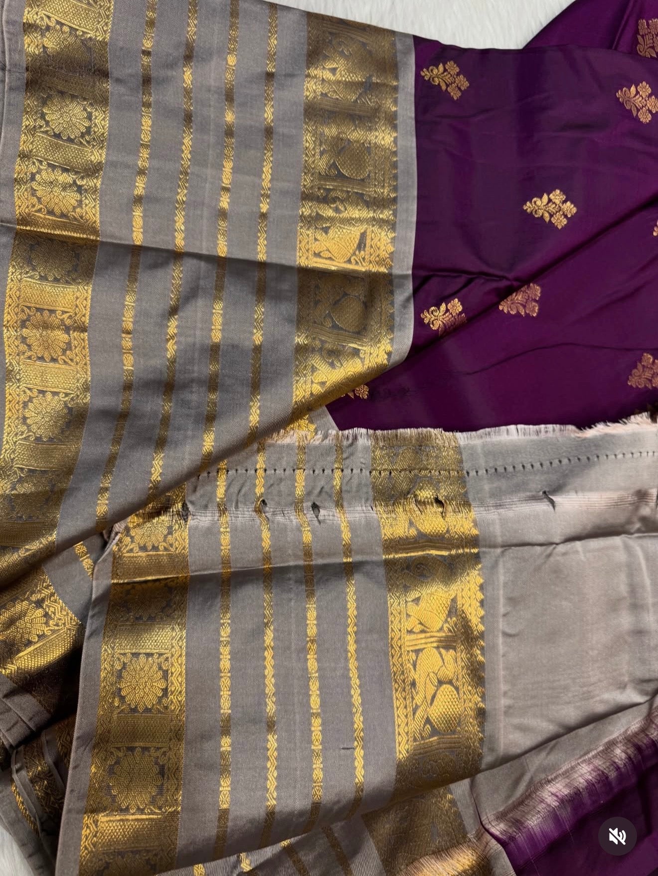 PREMIUM SEMI KANCHI SILK SAREE - EGGPLANT