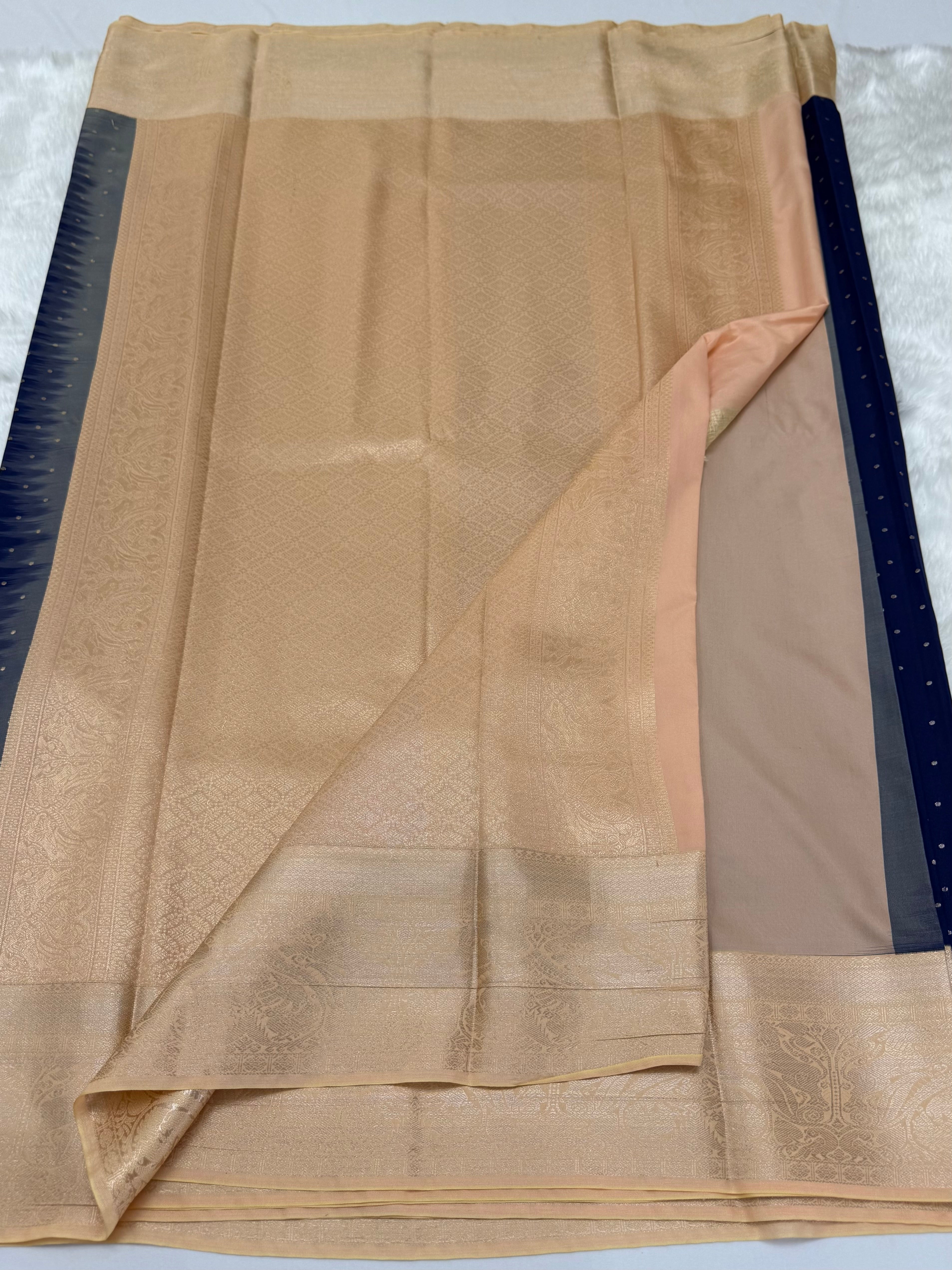 PREMIUM SEMI KANCHI SILK SAREE - MIDNIGHT BLUE