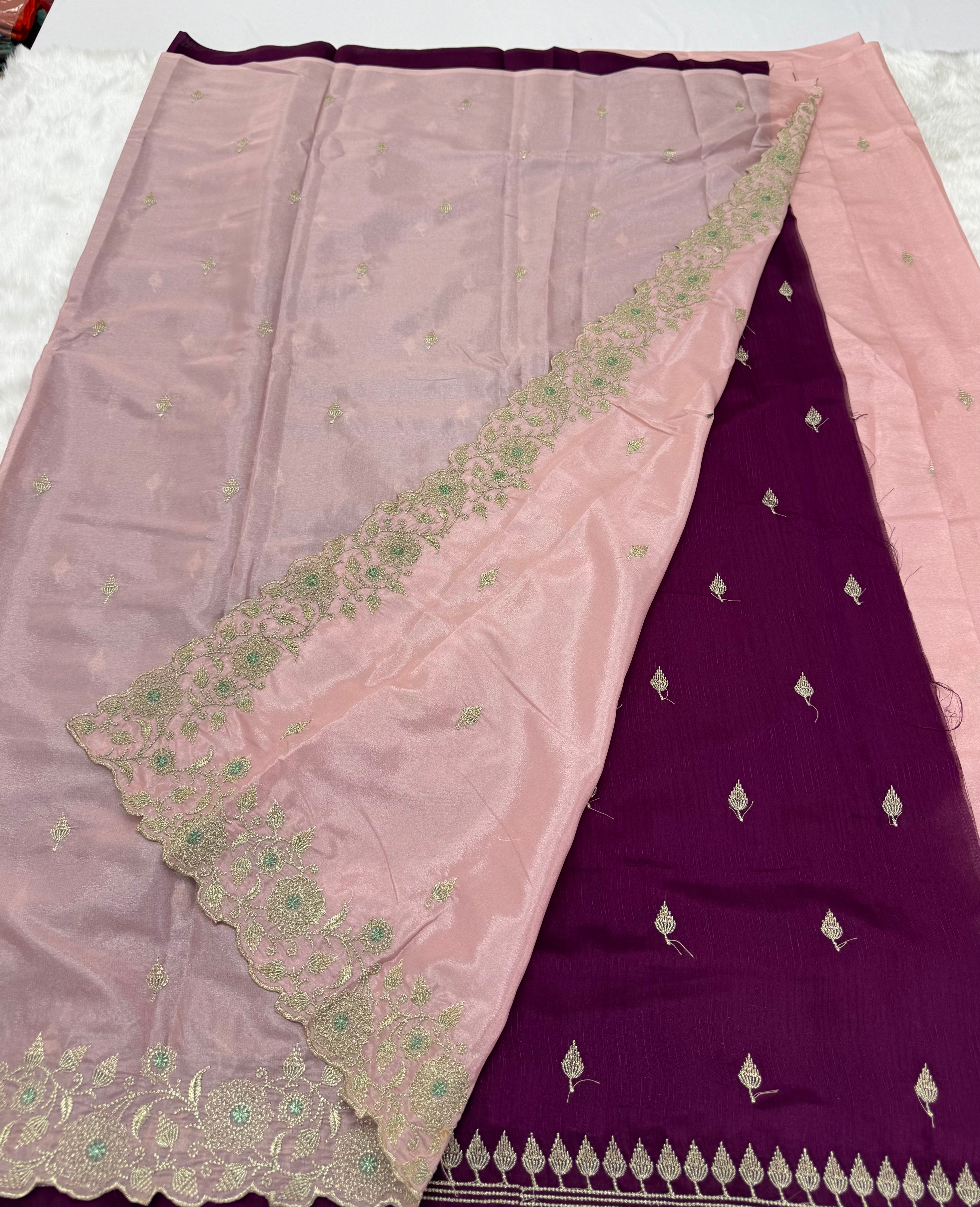 PREMIUM DESIGNER FANCY SAREE - PASTEL PINK