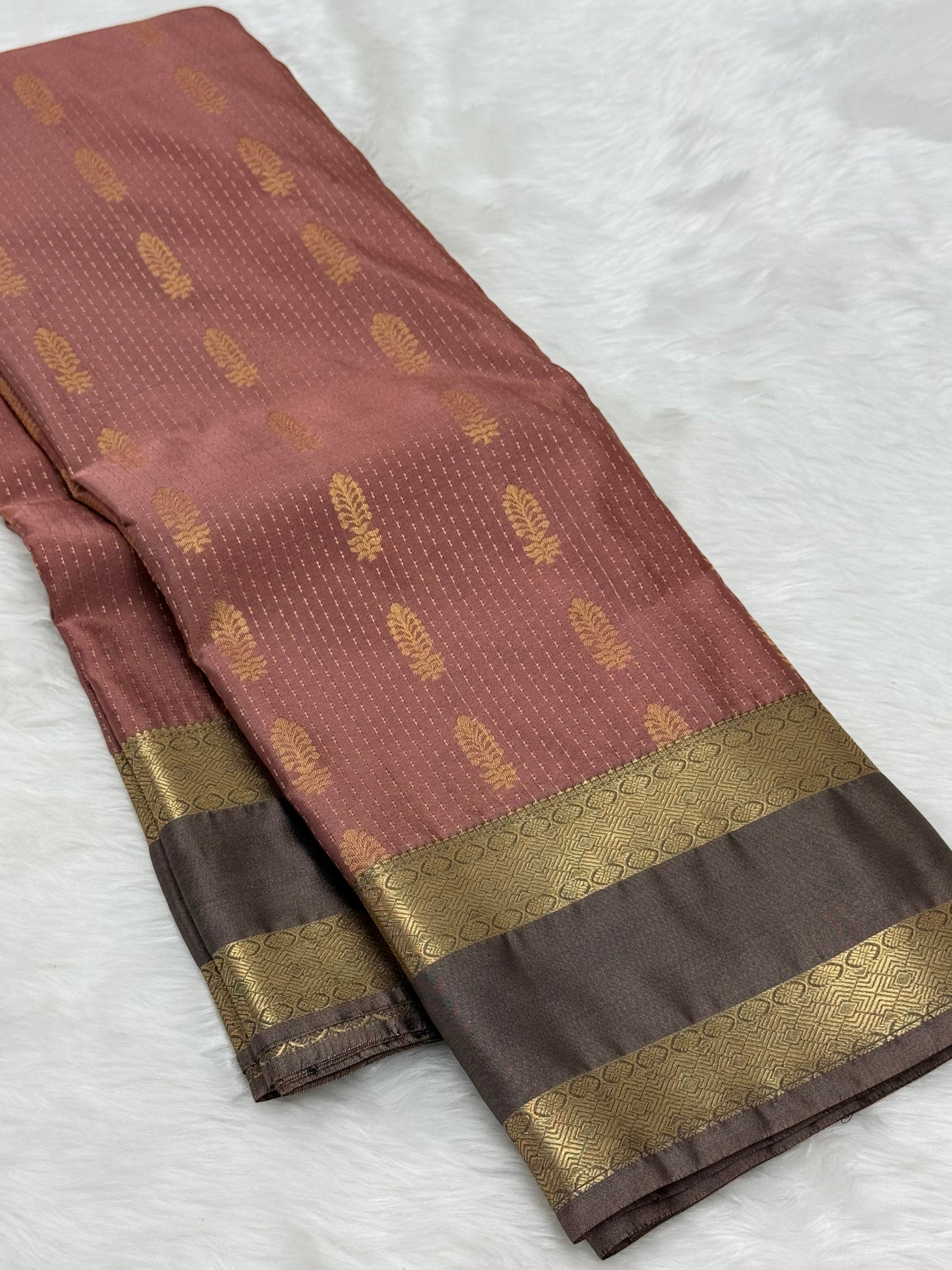 PREMIUM SEMI KANCHI SILK SAREE - PUCE PINK
