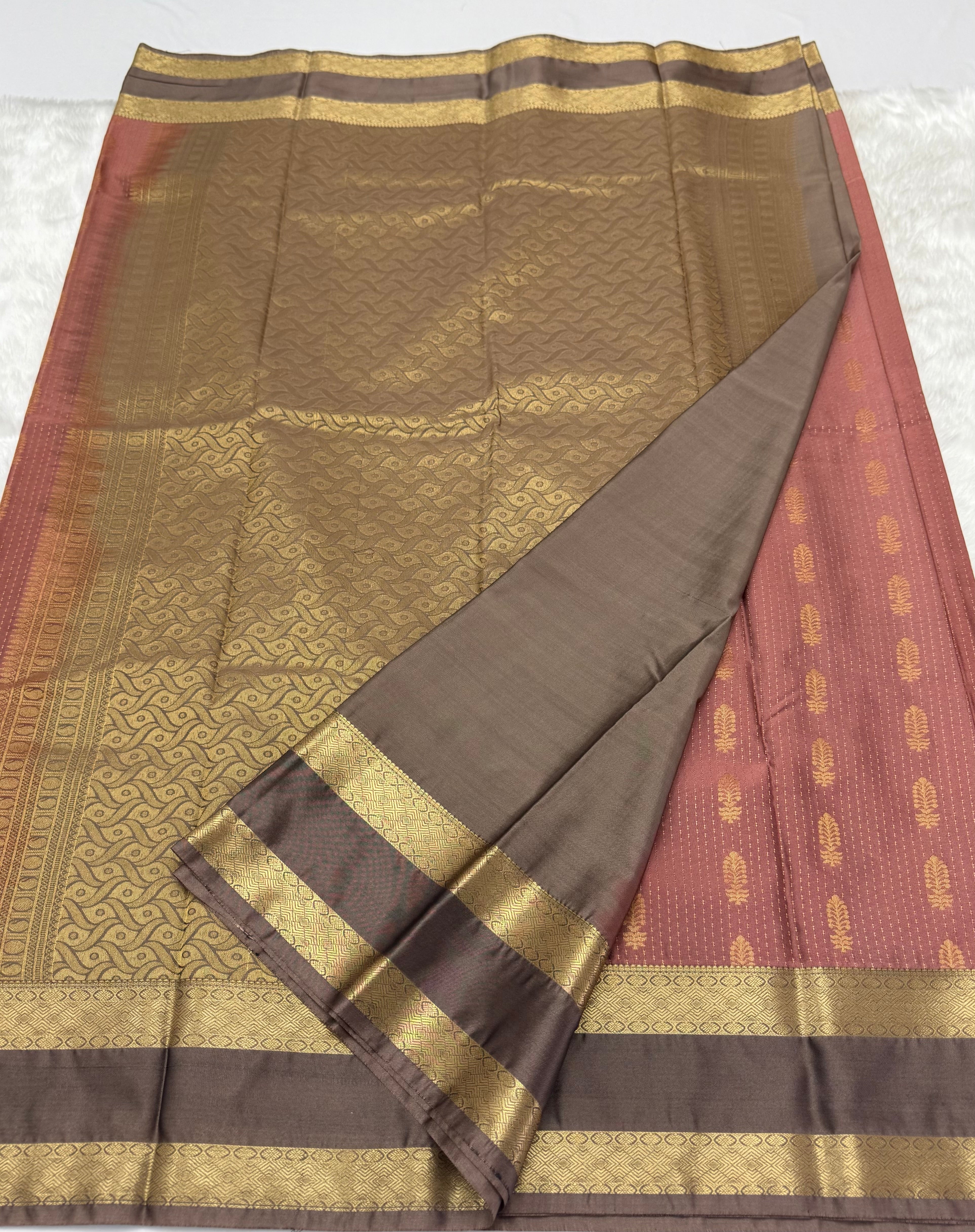 PREMIUM SEMI KANCHI SILK SAREE - PUCE PINK