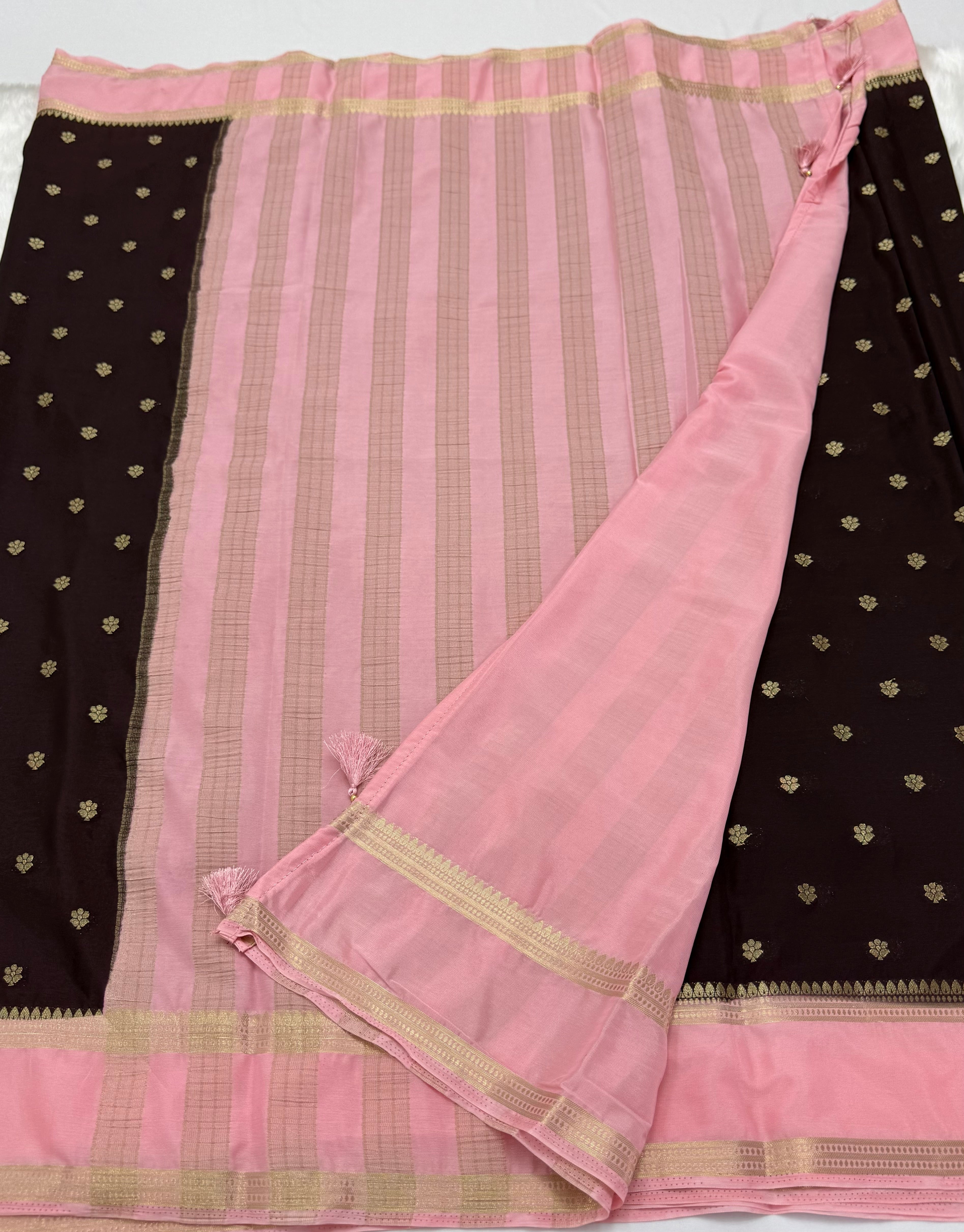PREMIUM SEMI CREPE SILK SAREE - BROWN