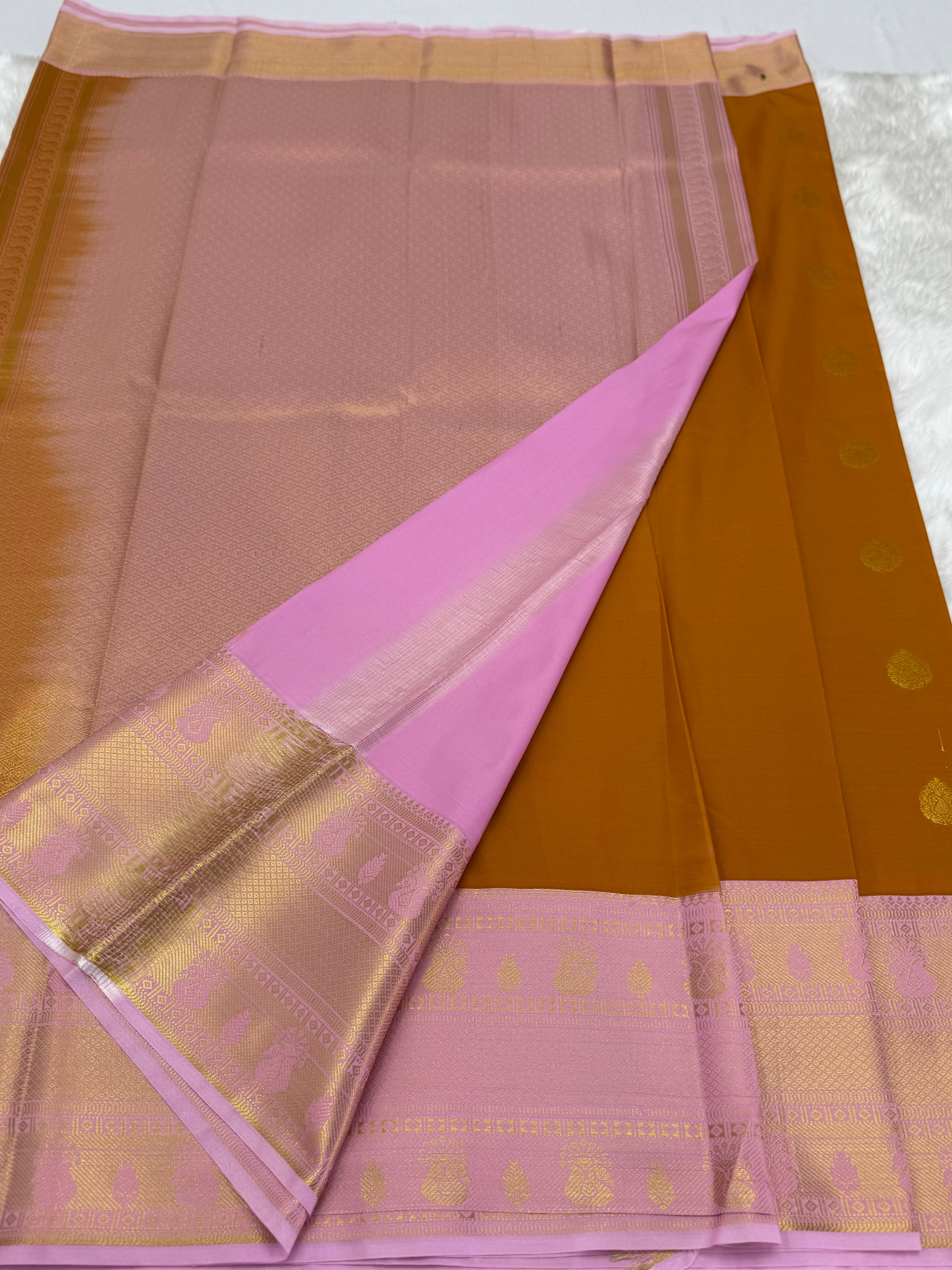 PREMIUM SEMI KANCHI SILK SAREE - GAMBOGE