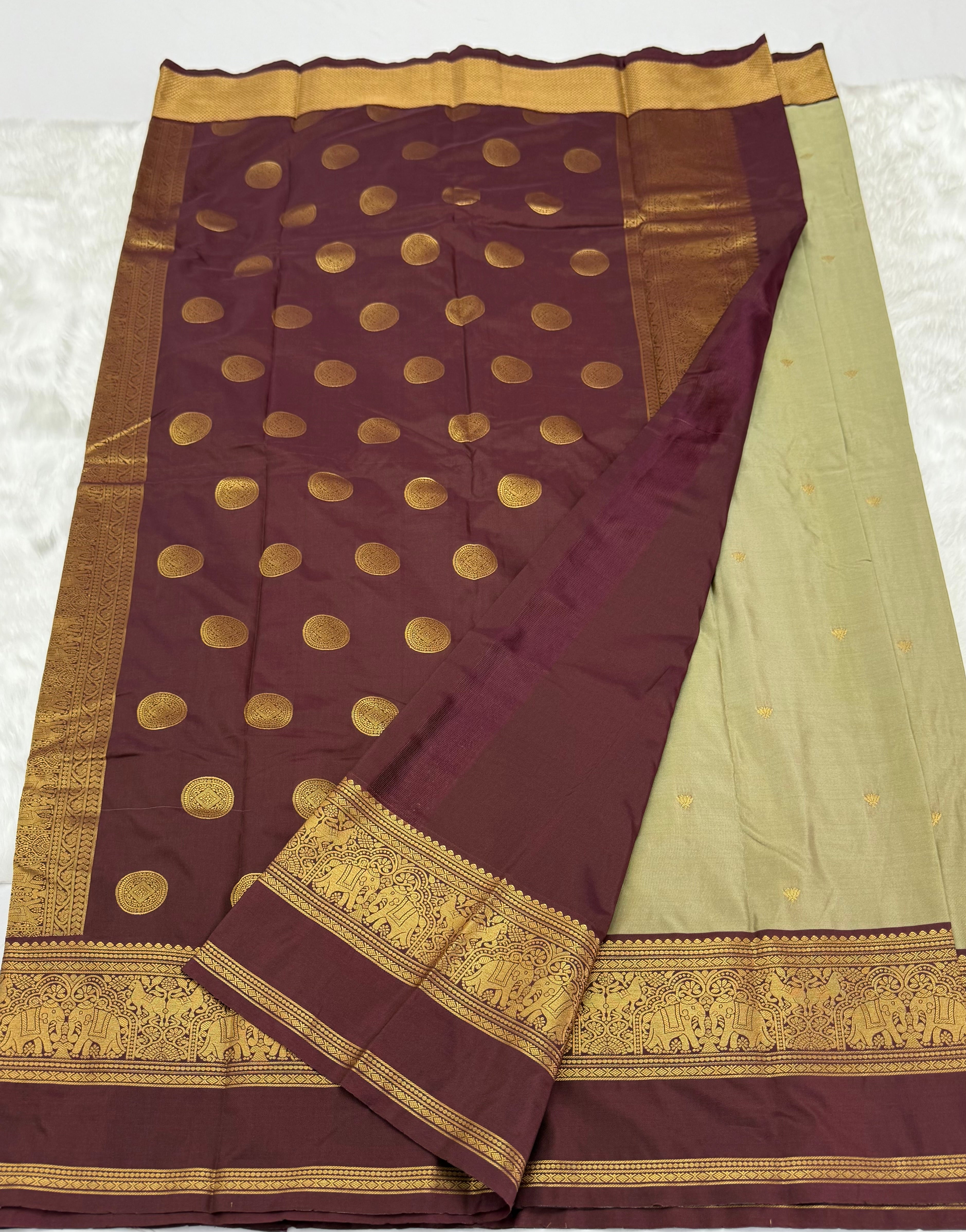 PREMIUM SEMI KANCHI SILK SAREE - LIGHT TAUPE