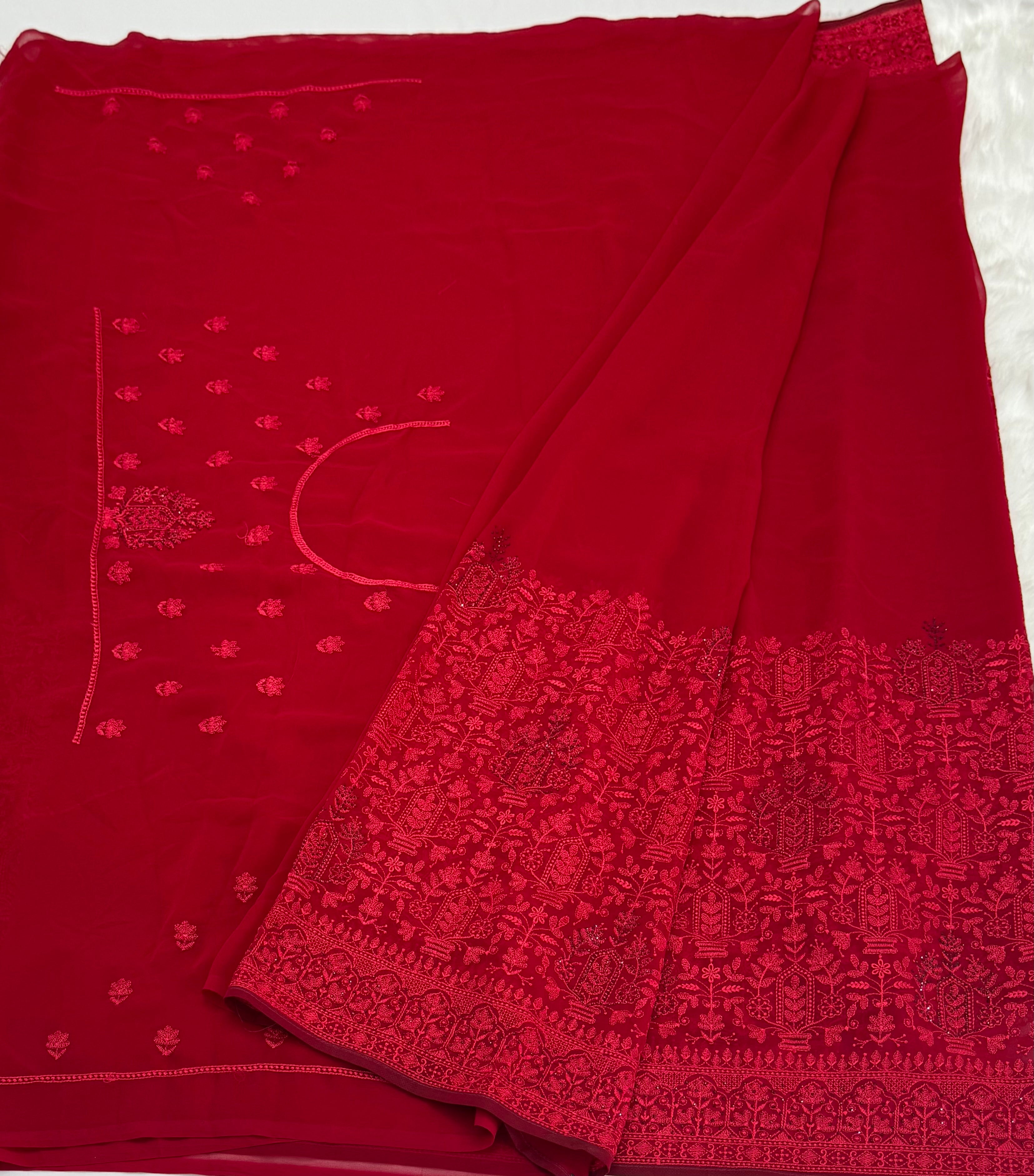 PREMIUM DESIGNER FANCY SILK SAREE - RED