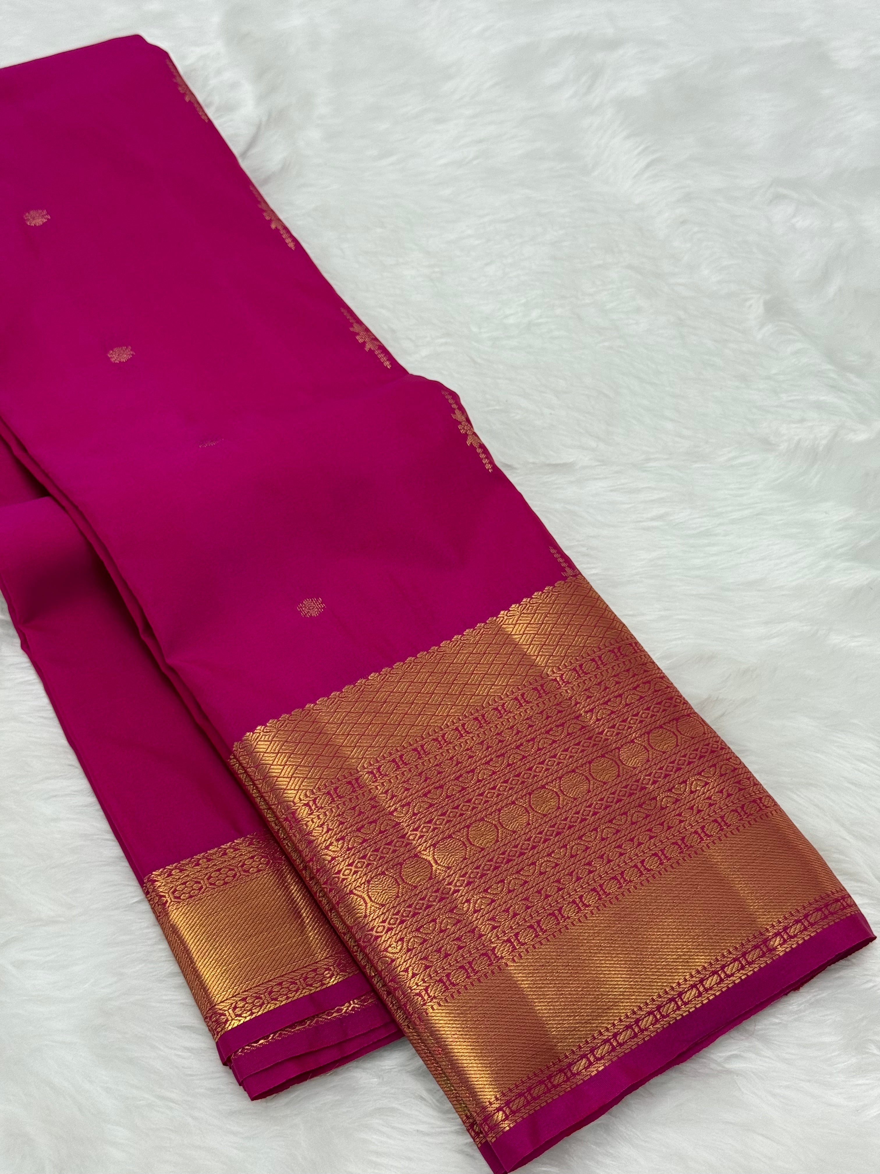 PREMIUM SEMI KANCHI SILK SAREE - HOT PINK
