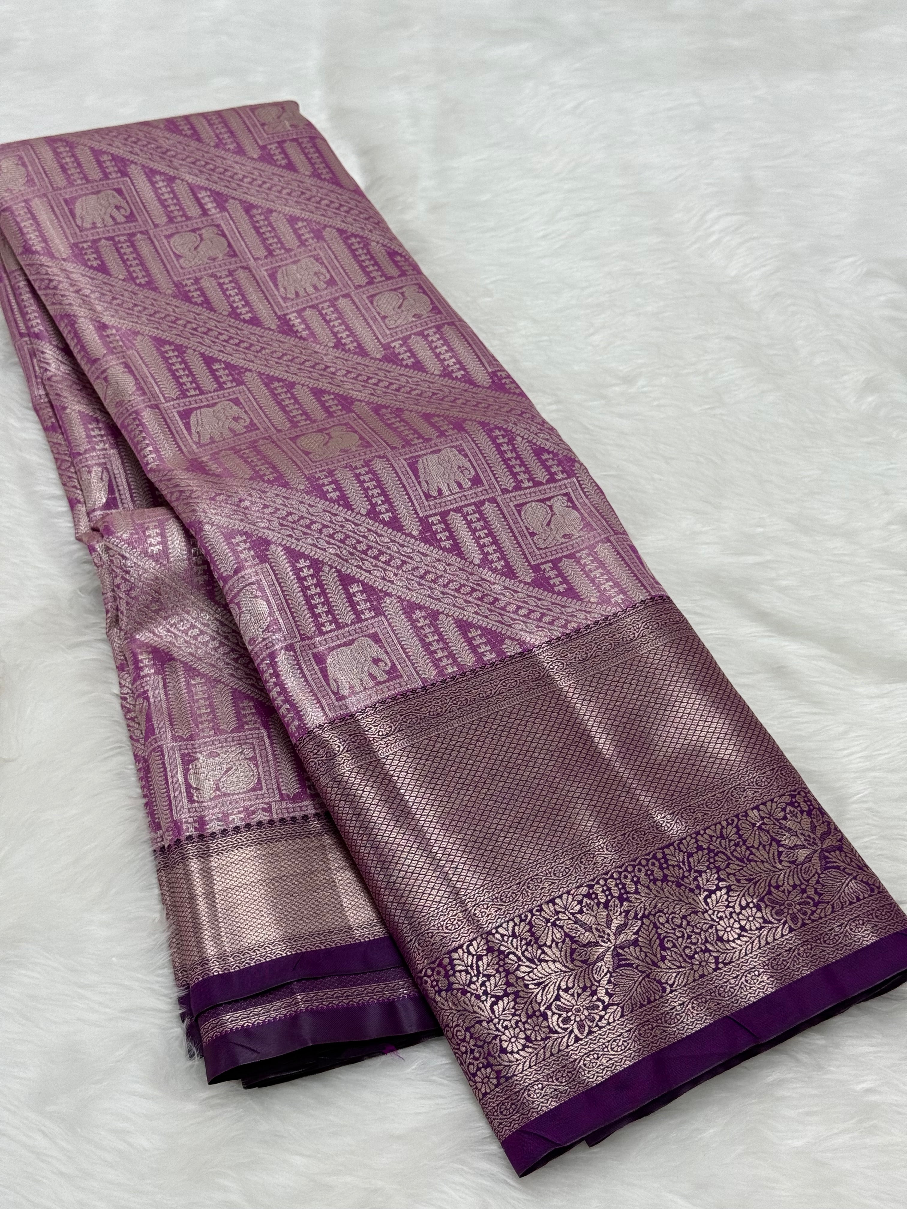 PREMIUM SEMI KANCHI SILK SAREE - MAUVE PINK