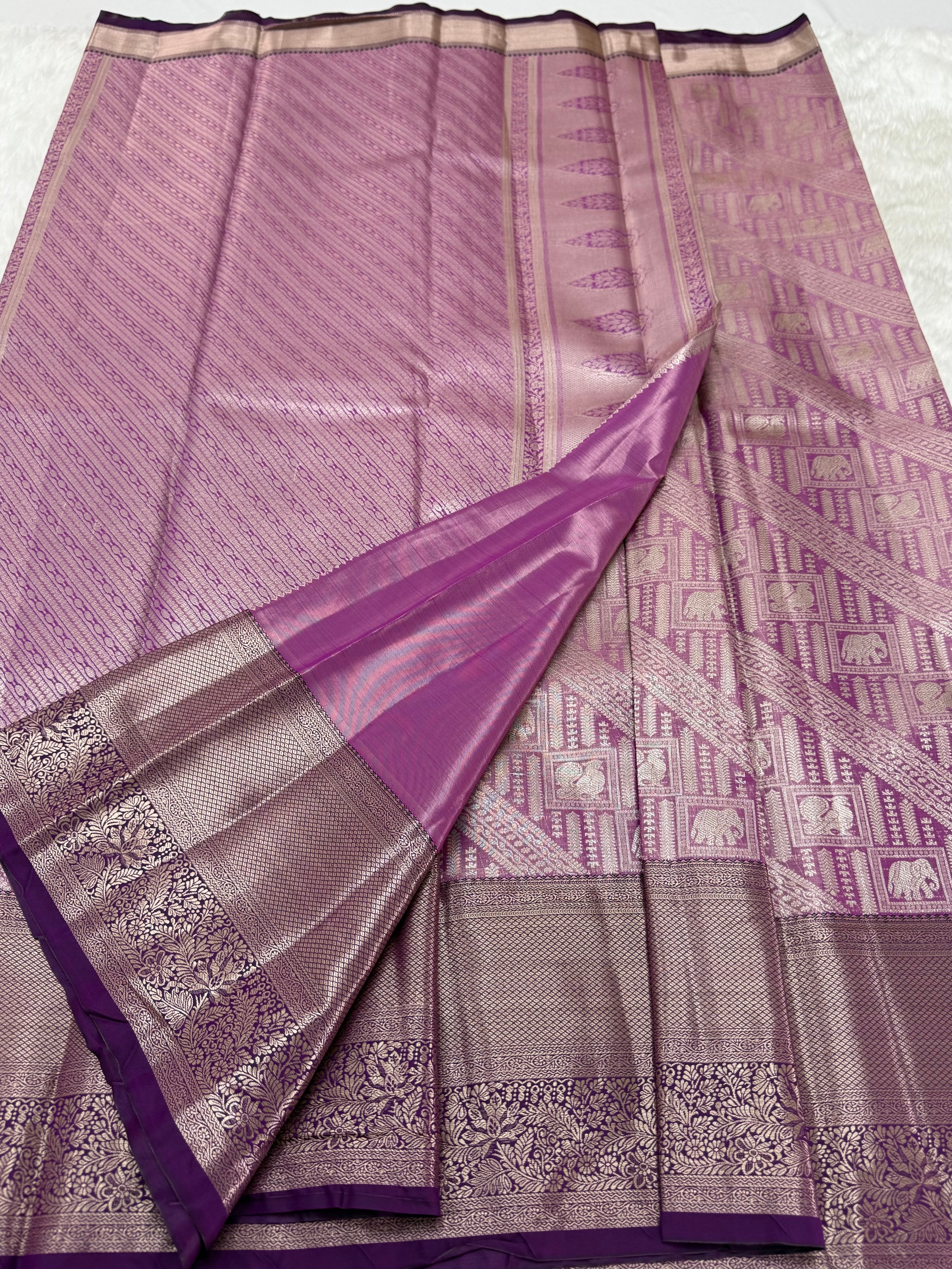 PREMIUM SEMI KANCHI SILK SAREE - MAUVE PINK