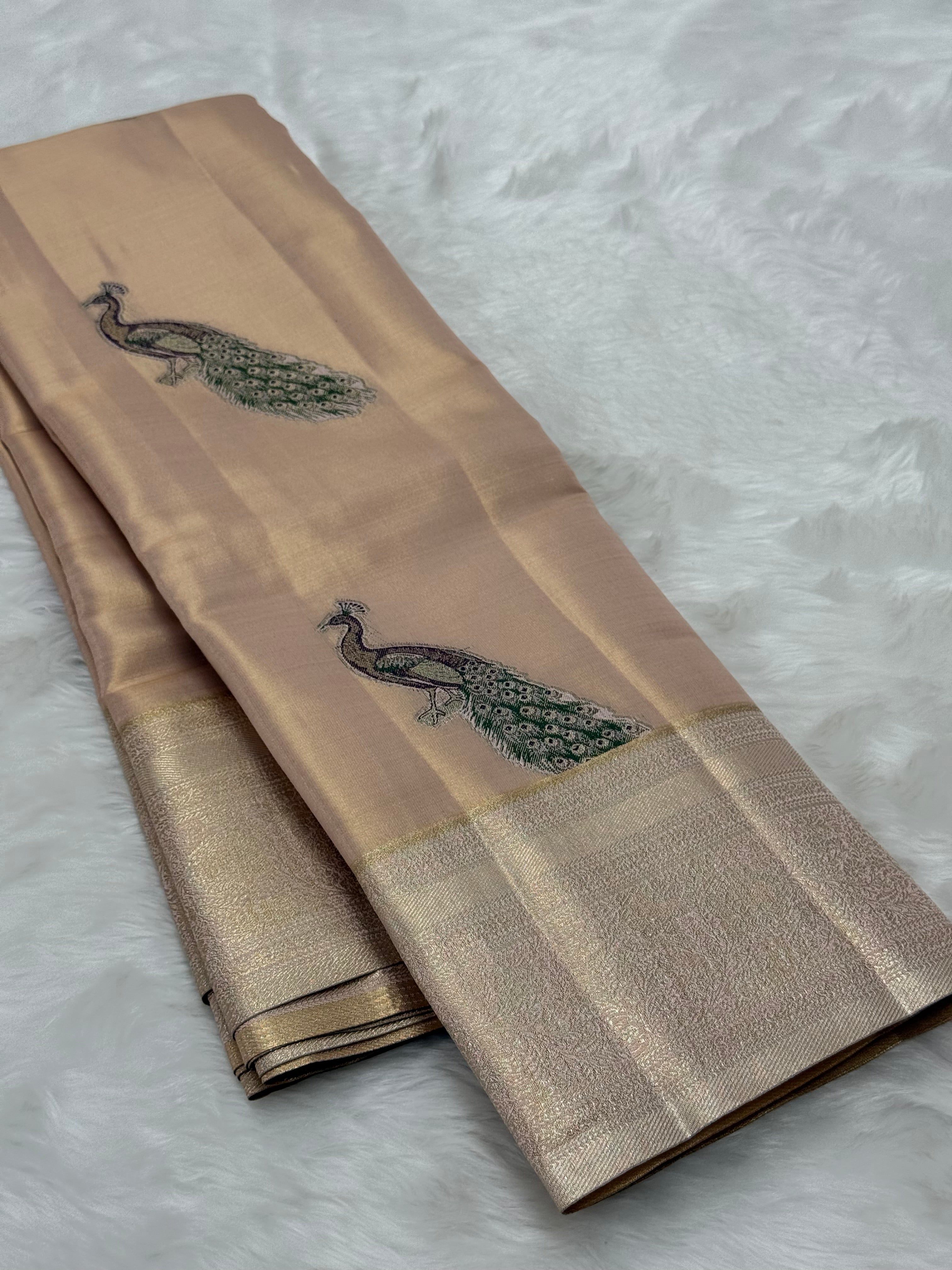 PREMIUM SEMI KANCHI SILK SAREE - BLUSH PEACH