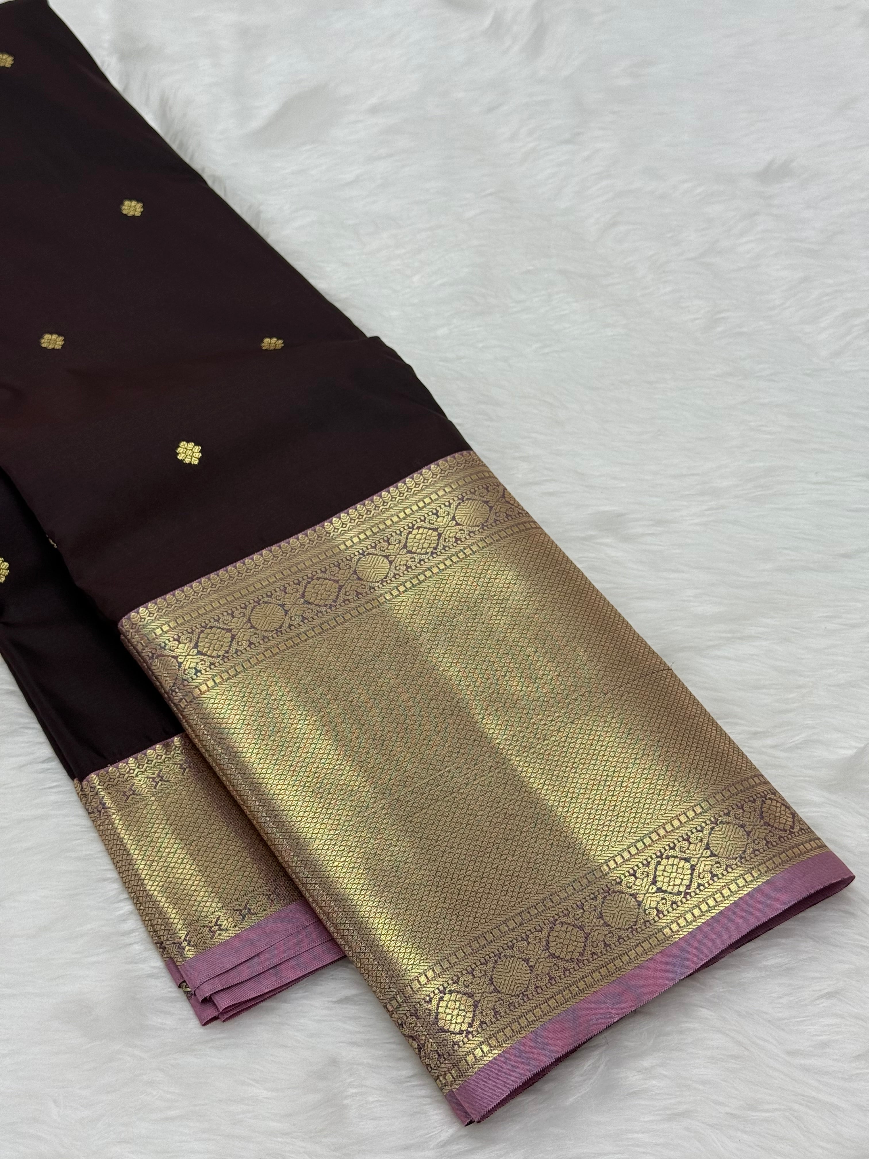 PREMIUM SEMI KANCHI SILK SAREE - BROWN