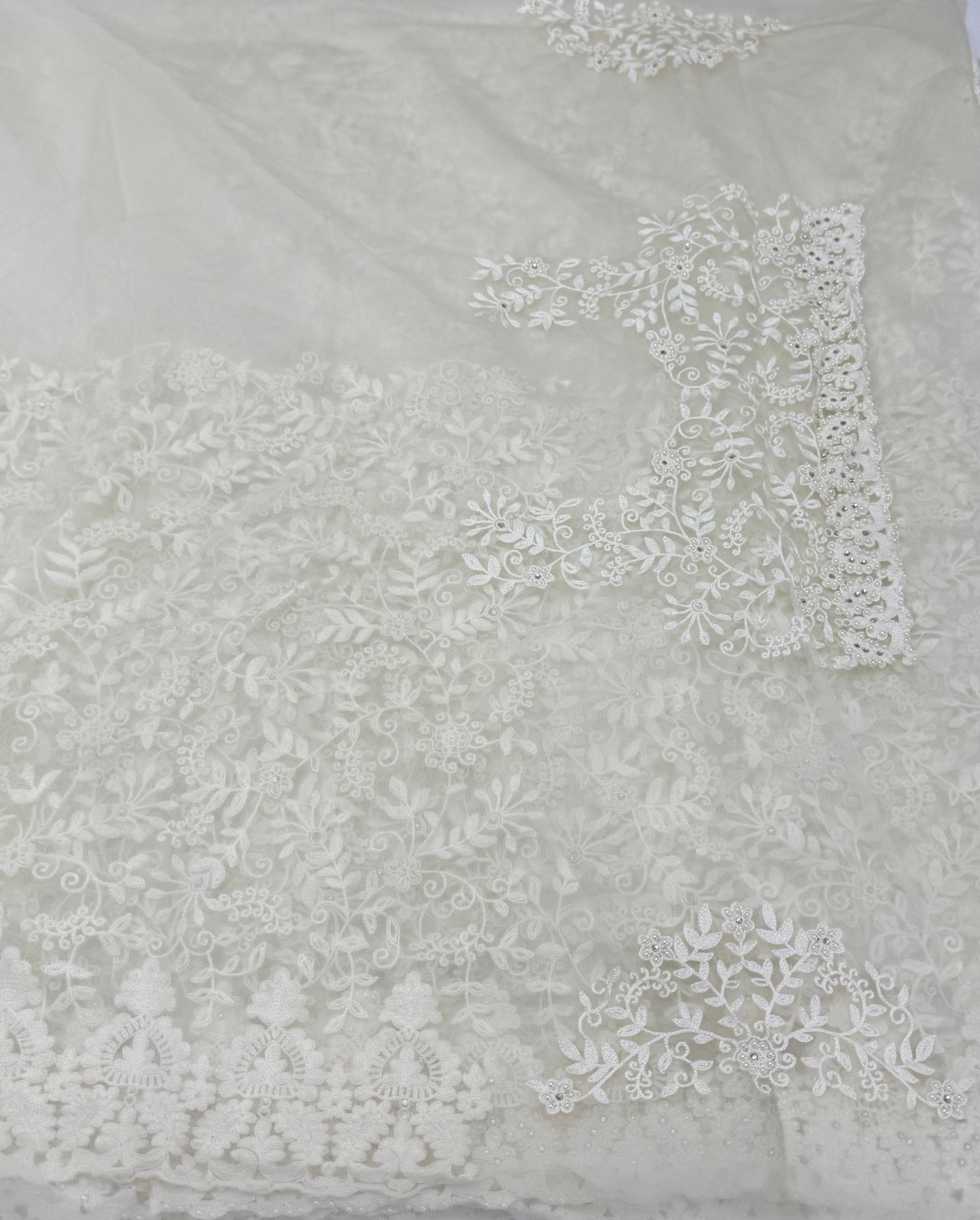 PREMIUM DESIGNER SILK SAREE - OFF WHITE