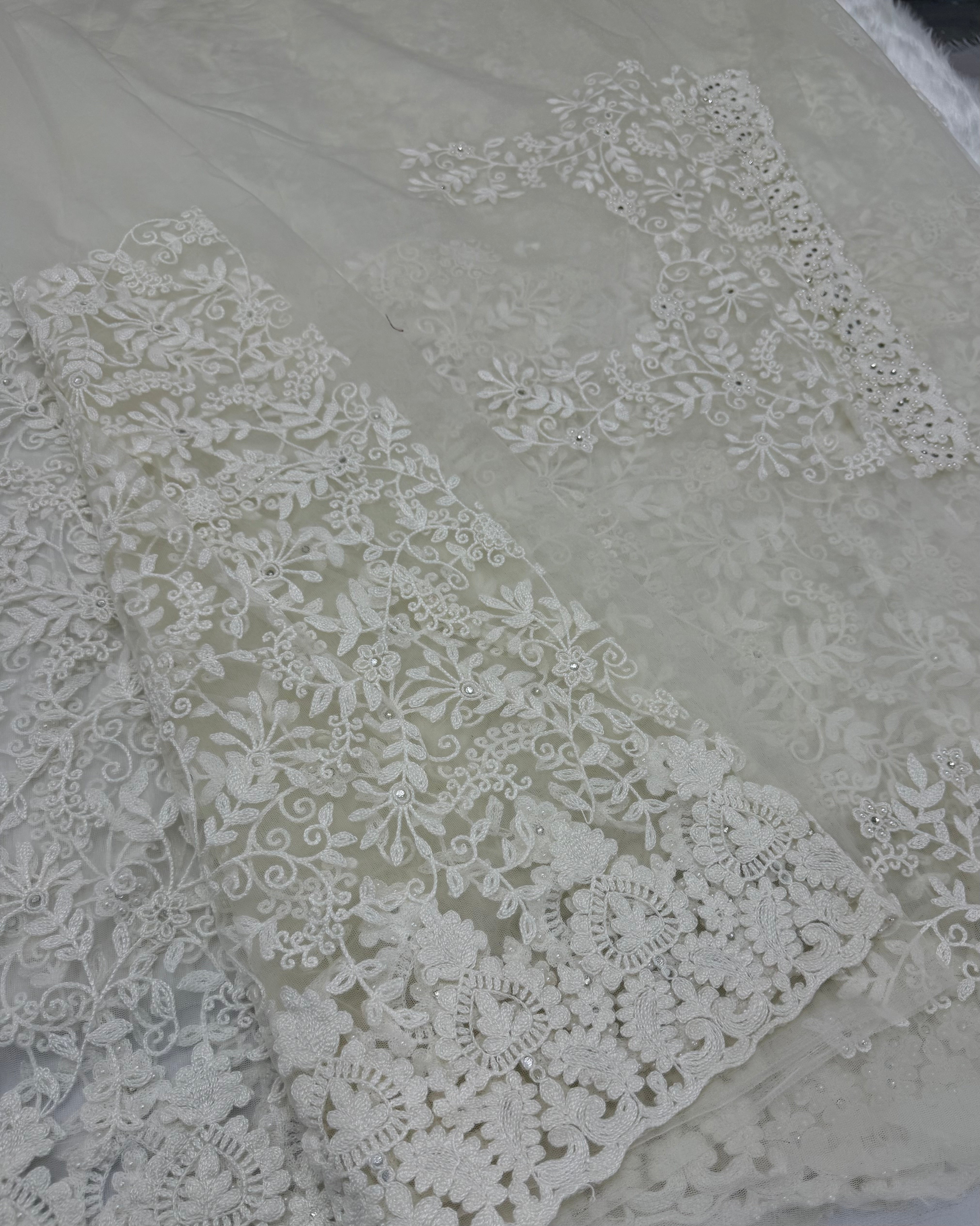 PREMIUM DESIGNER SILK SAREE - OFF WHITE