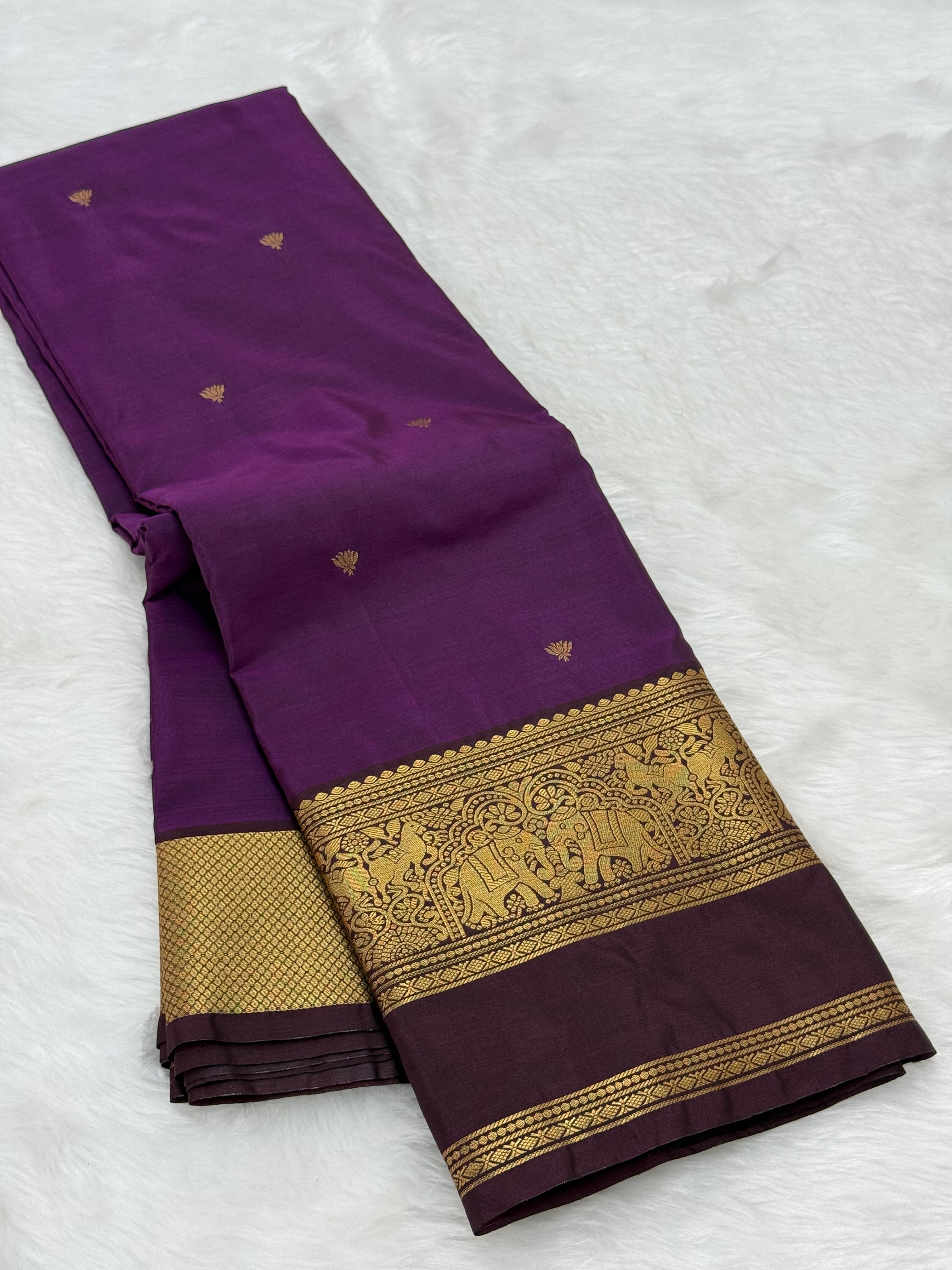 PREMIUM SEMI KANCHI SILK SAREE - METALLIC PURPLE